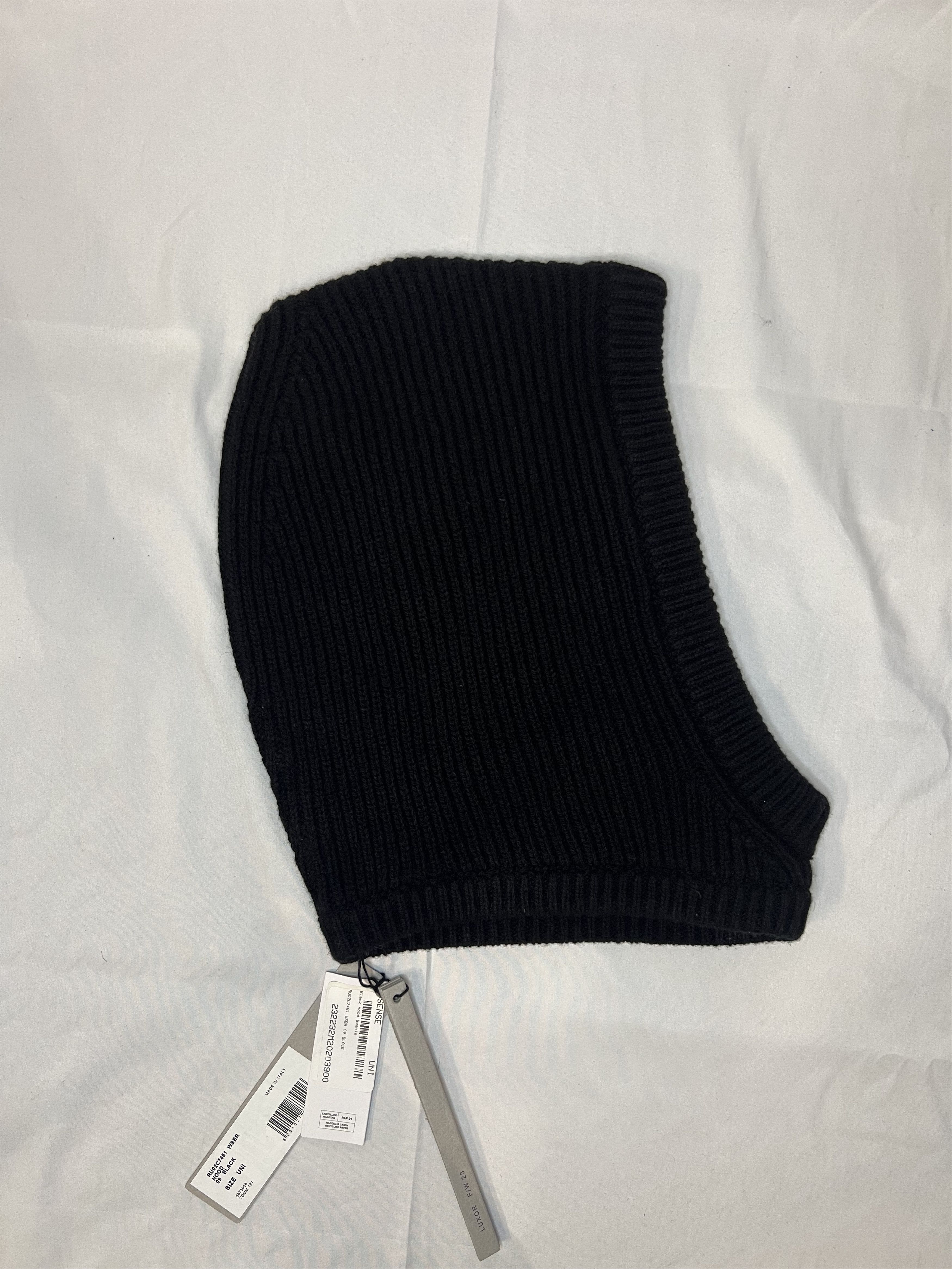 Rick Owens cashmere black hood beanie Size ONE SIZE - 2 Thumbnail