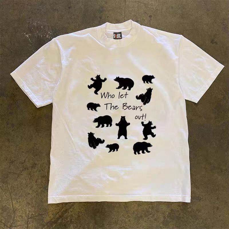 Vintage White Casual Retro T-Shirt with Bear Print Size US M / EU 48-50 / 2 - 1 Thumbnail