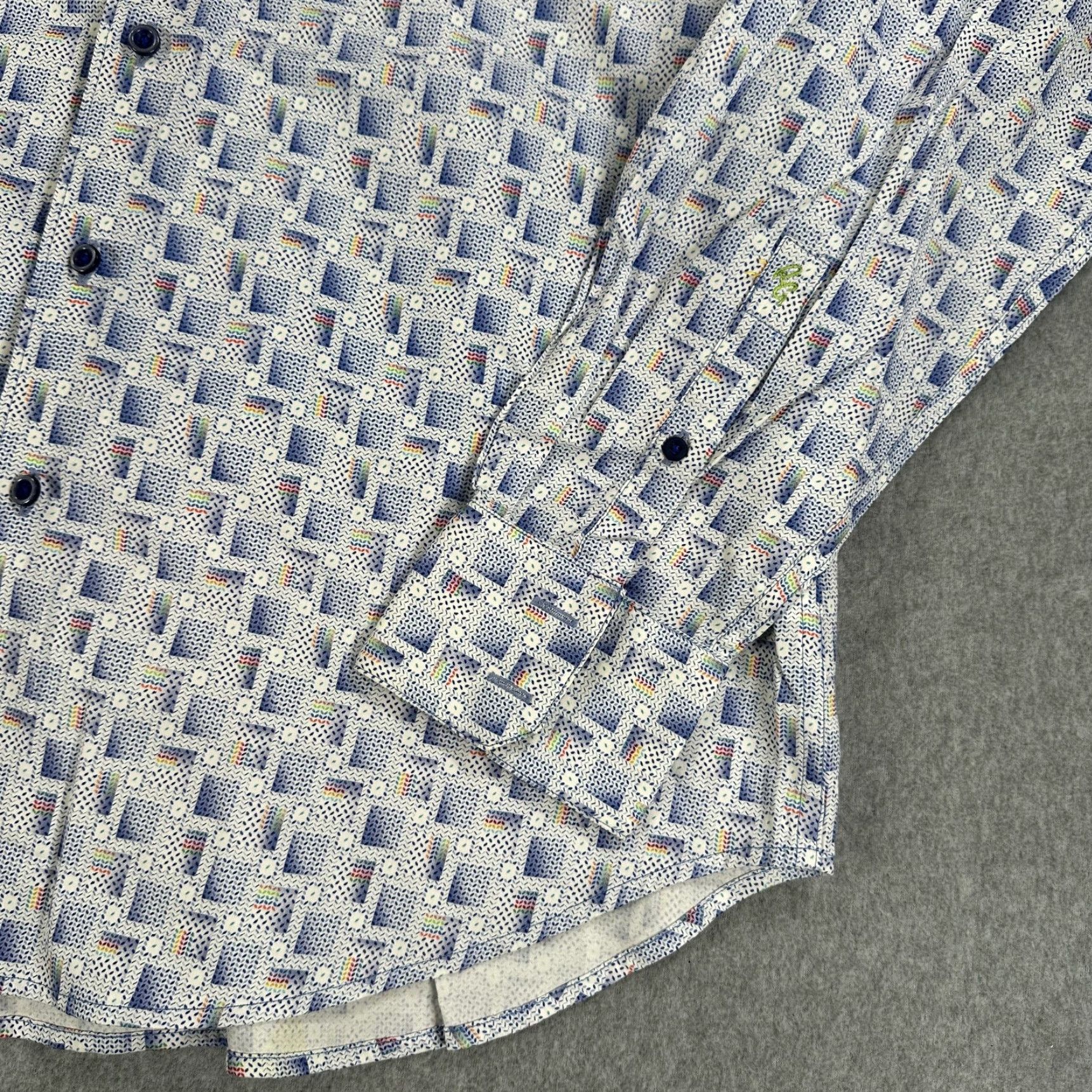 Robert Graham Robert Graham Dress Shirt Mens Large Blue Geometric Button Long Sleeve Cotton Size 42R - 5 Thumbnail