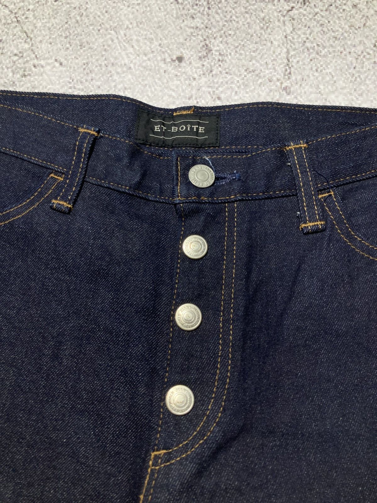 Japanese Brand 2000s Et-Boite Button Raw Denim Bootcut Flared Jeans Lgb Size US 26 / EU 42 - 11 Thumbnail