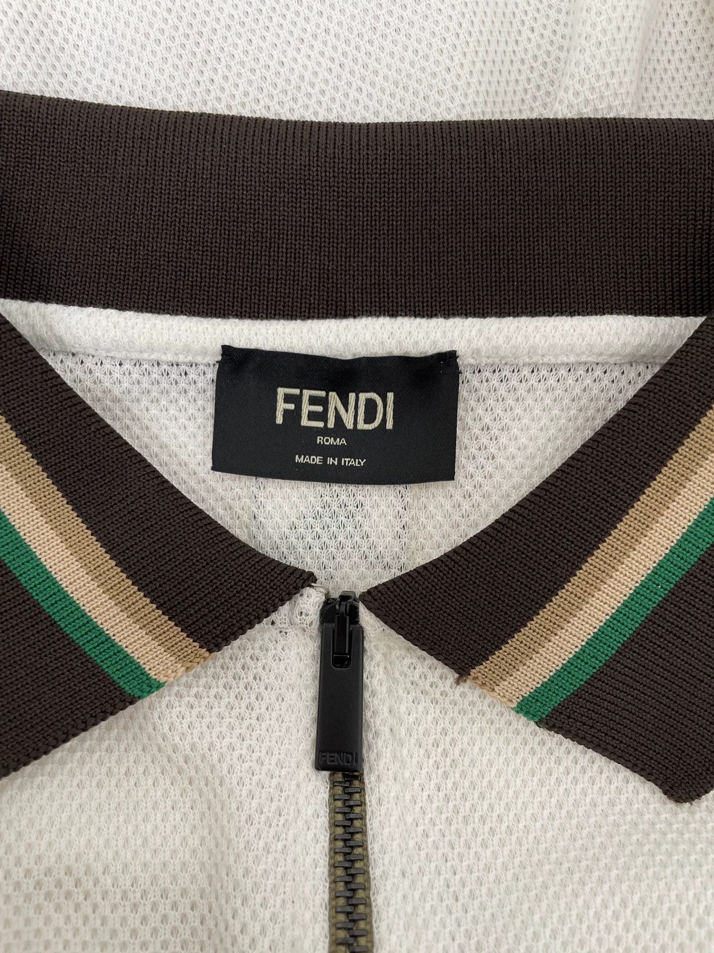 Fendi FENDI Summer White M Color-Blocked Collar Zipper Polo Shirt Size US M / EU 48-50 / 2 - 3 Thumbnail