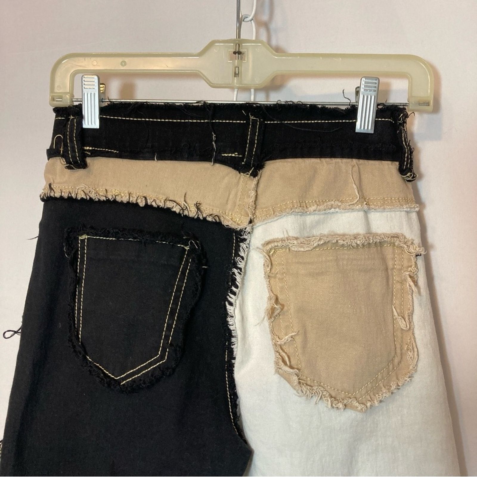 Other Jeans Black White Tan Patchwork Cut Off High Rise Jean Pants Size 27" / US 4 / IT 40 - 9 Thumbnail