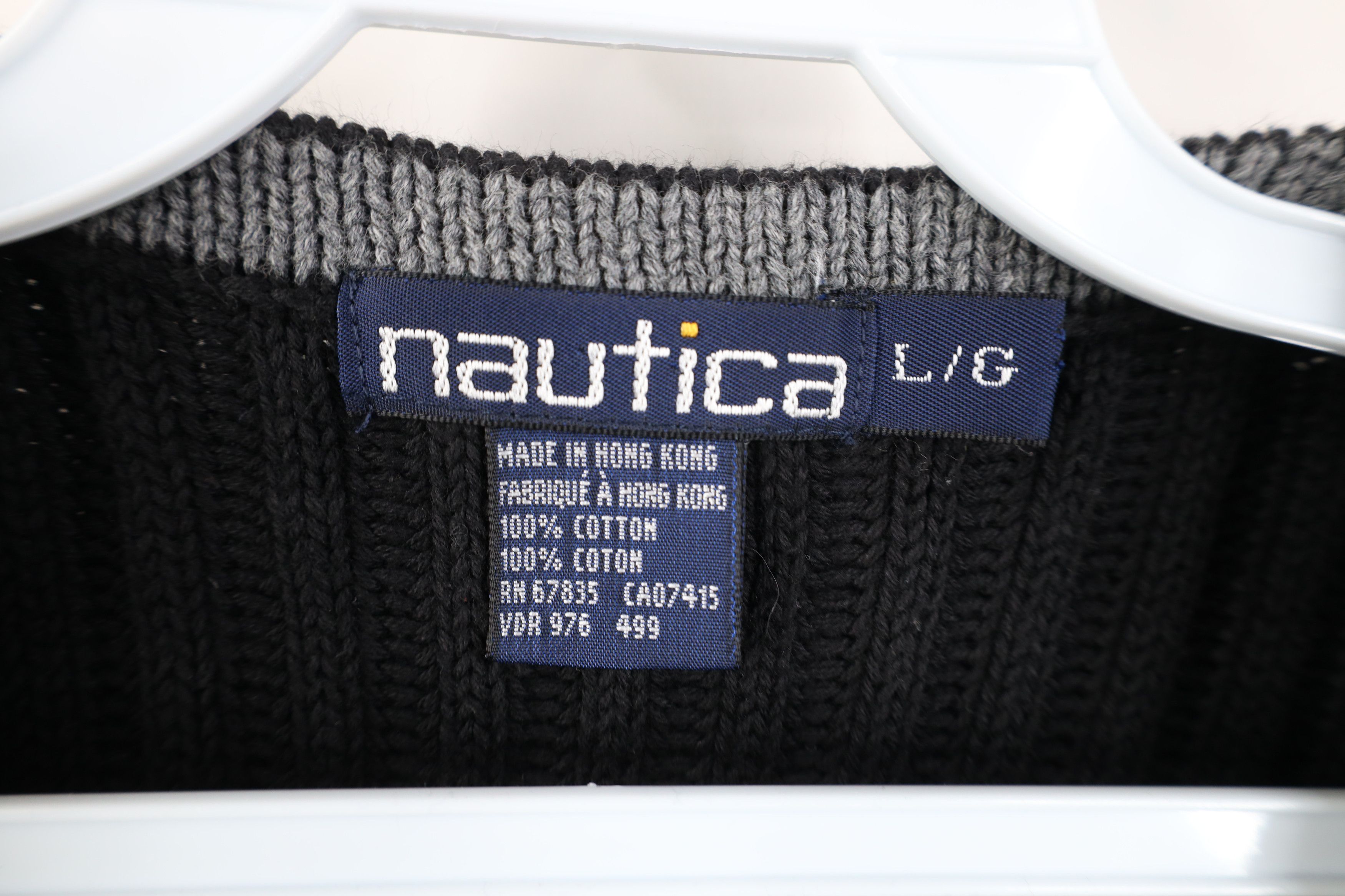 Nautica Vintage 90s Nautica Chunky Cotton Ribbed Knit Sweater Black Size US L / EU 52-54 / 3 - 5 Thumbnail