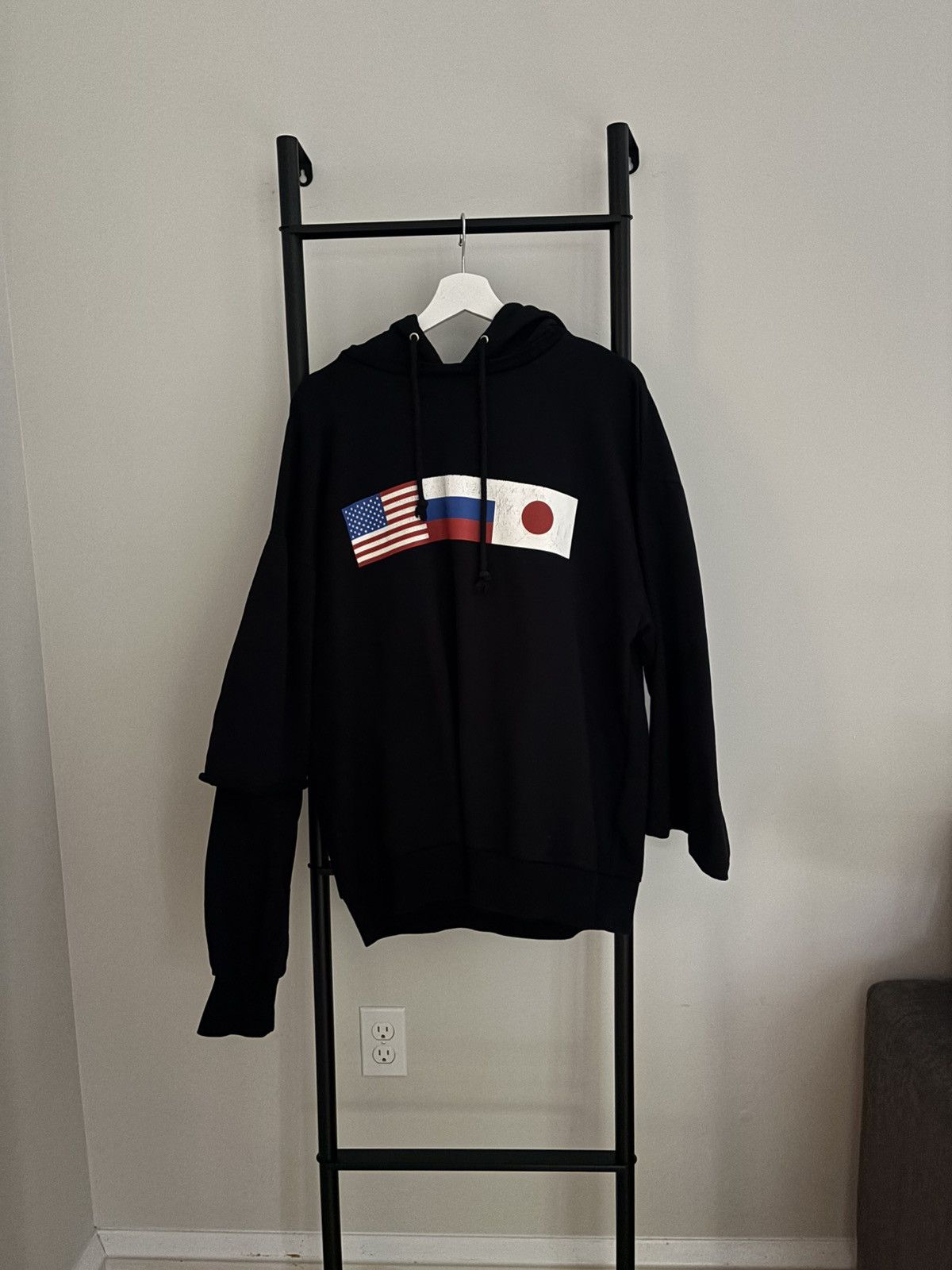 Gosha Rubchinskiy Rare Gosha Rubchinskiy Asymmetric Flag Hoodie Grailed