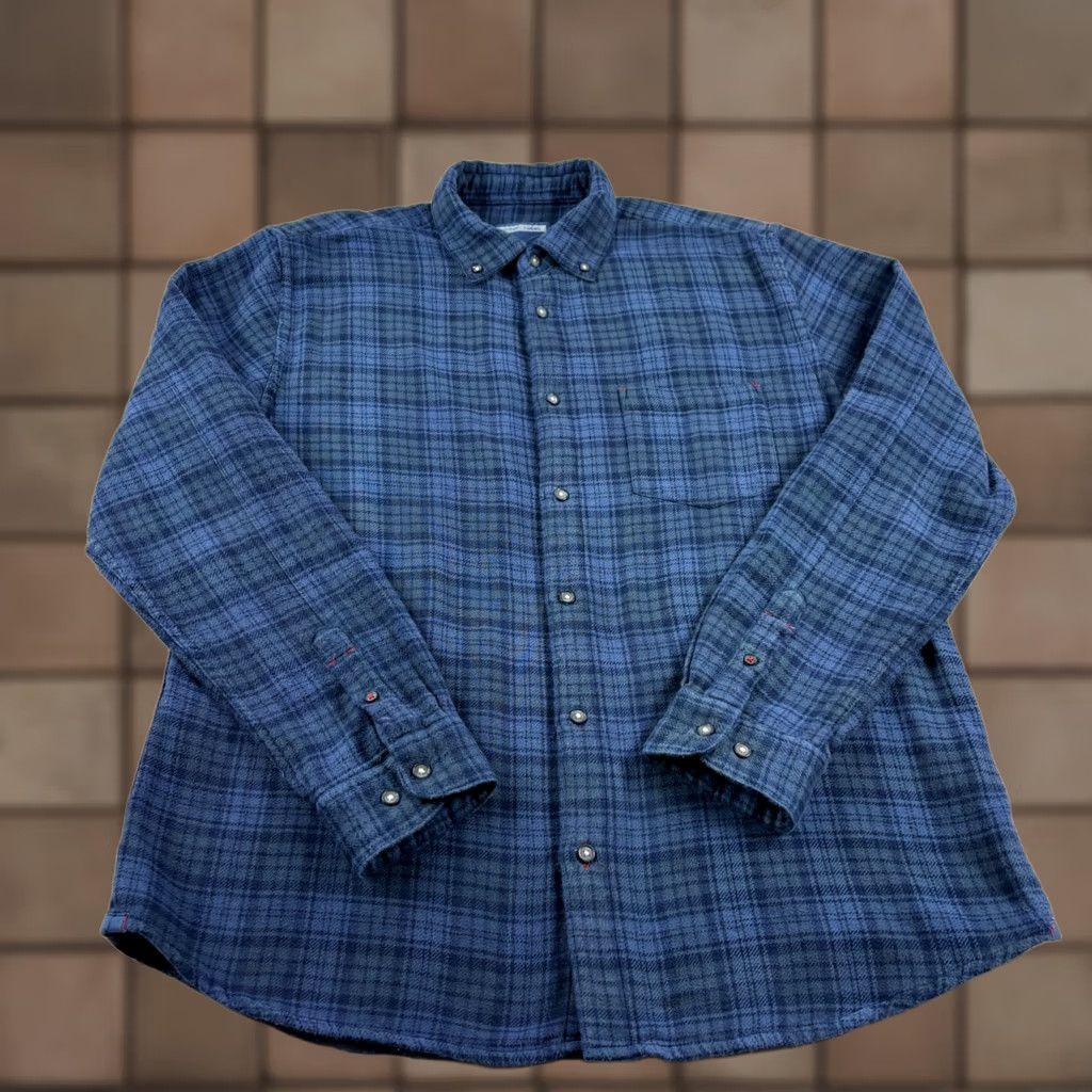 Carbon Carbon Flannel Shirt Mens Large Blue Plaid Button Up Casual Pocket Size US L / EU 52-54 / 3 - 1 Thumbnail