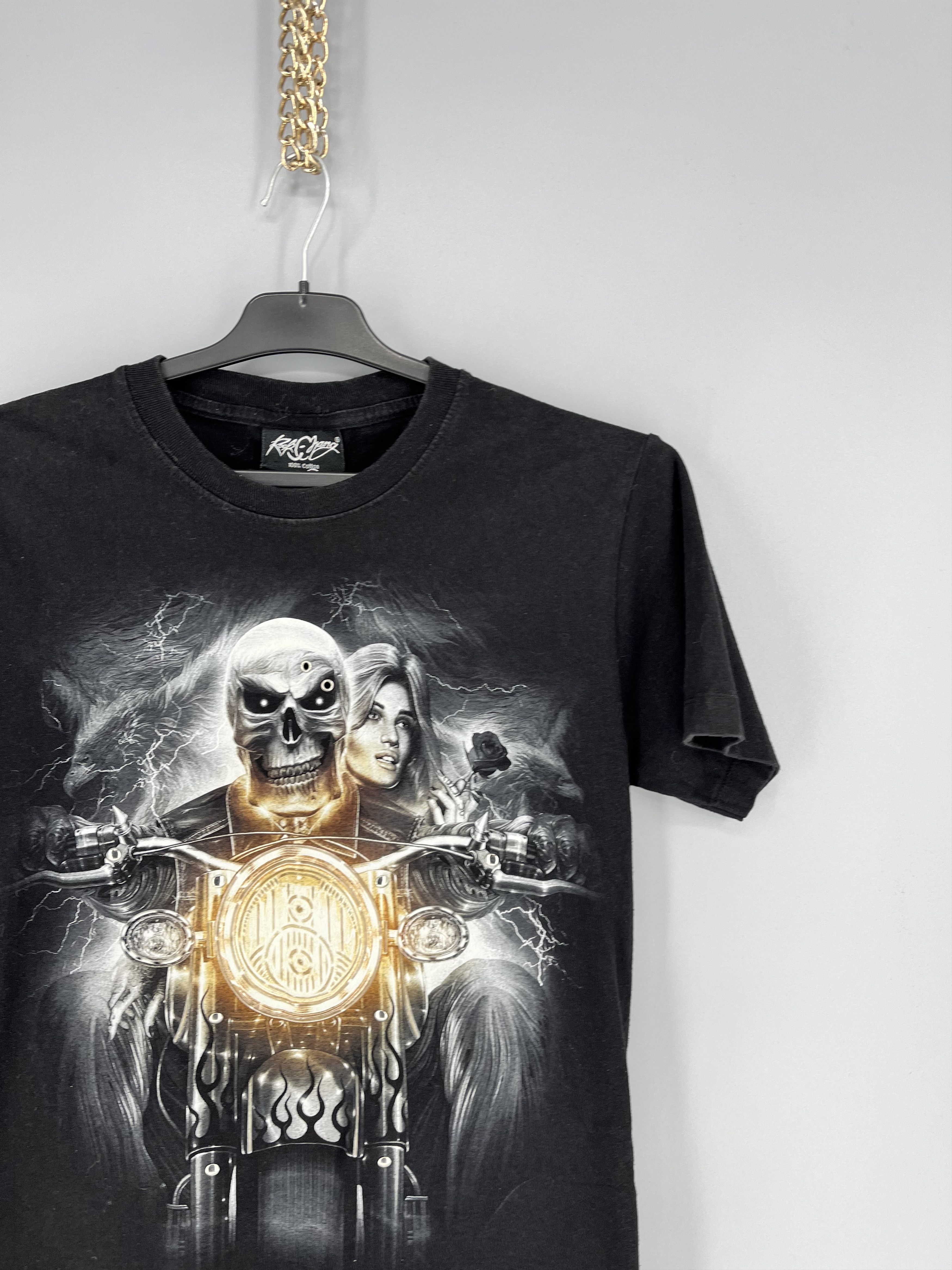 Band Tees T-shirt Skeleton and a girl with a girl on a motorcycle Size US S / EU 44-46 / 1 - 5 Thumbnail