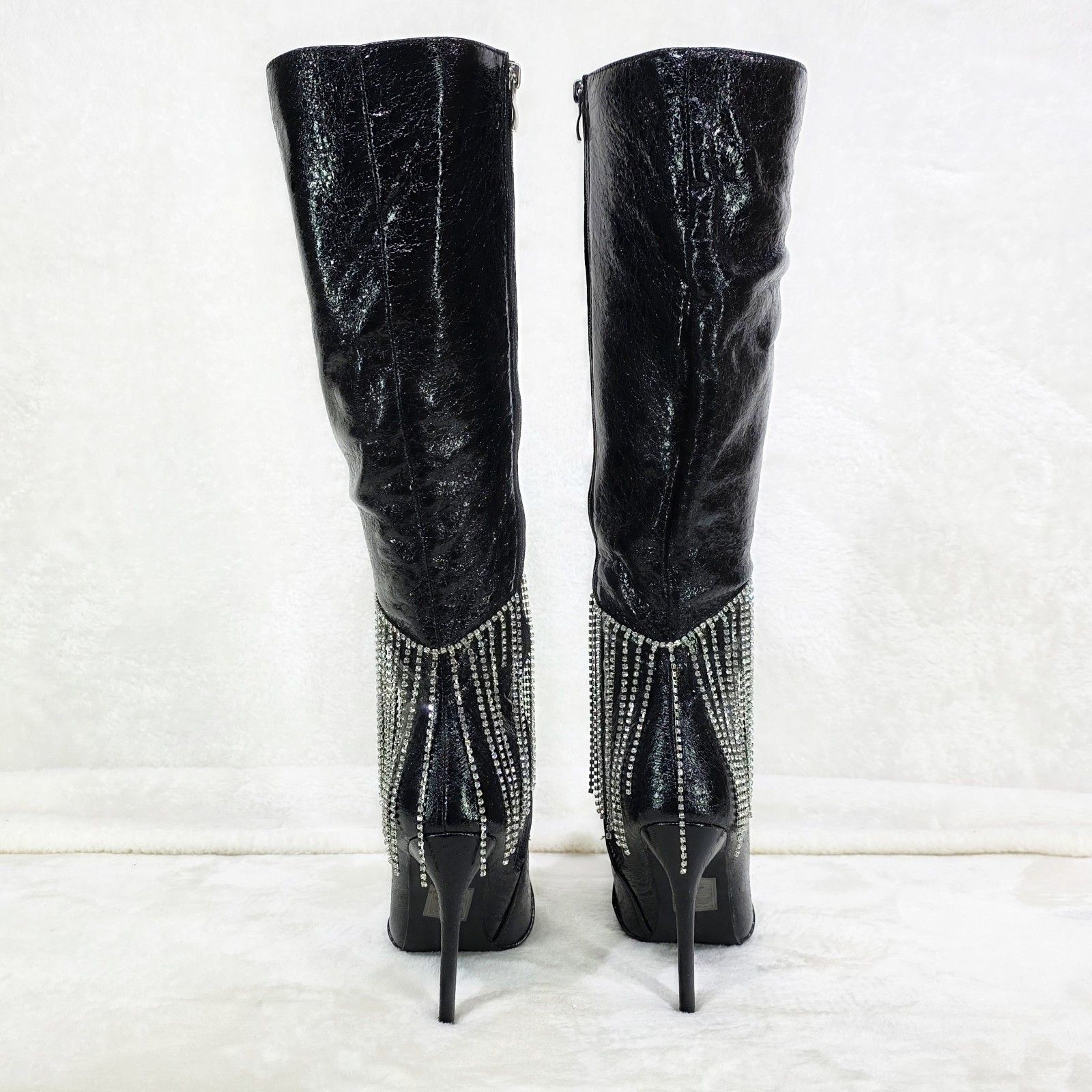 Other Sway Black Knee High Boots Stiletto Heels Icicle Fringe (US Size US 8.5 / IT 38.5 - 3 Thumbnail