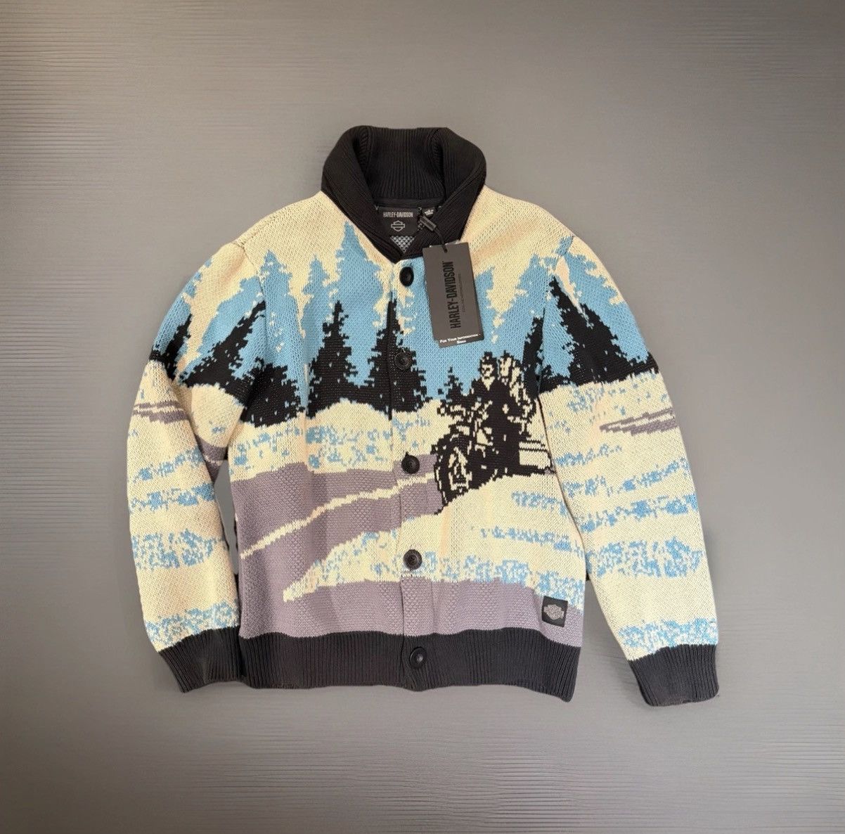 Harley Davidson Cardigan Sweater Knit Winter Motorcycles
