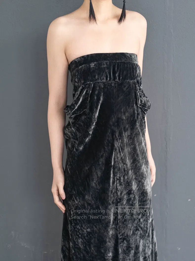 Junya Watanabe Junya Watanabe size M Grey ripped velvet skirt Size 23" - 6 Thumbnail