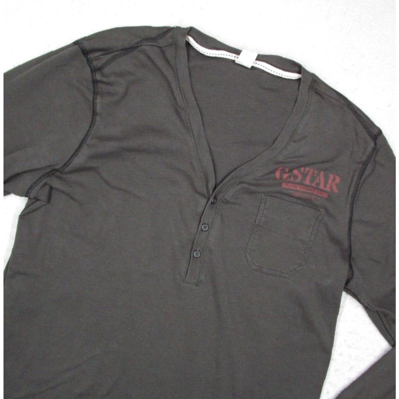 G-Star G-Star Henley Shirt Mens XL Gray Long Sleeve Size US XL / EU 56 / 4 - 2 Thumbnail