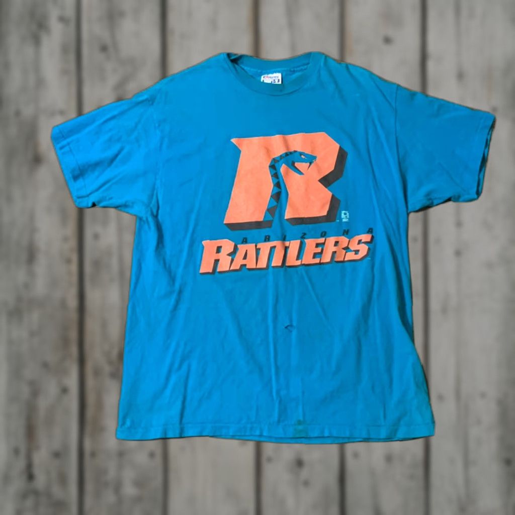 Hanes VINTAGE 90s Arizona Rattlers Arena Football Hanes Single Stitch Teal T-Shirt Adult Large Mens Size US L / EU 52-54 / 3 - 1 Thumbnail