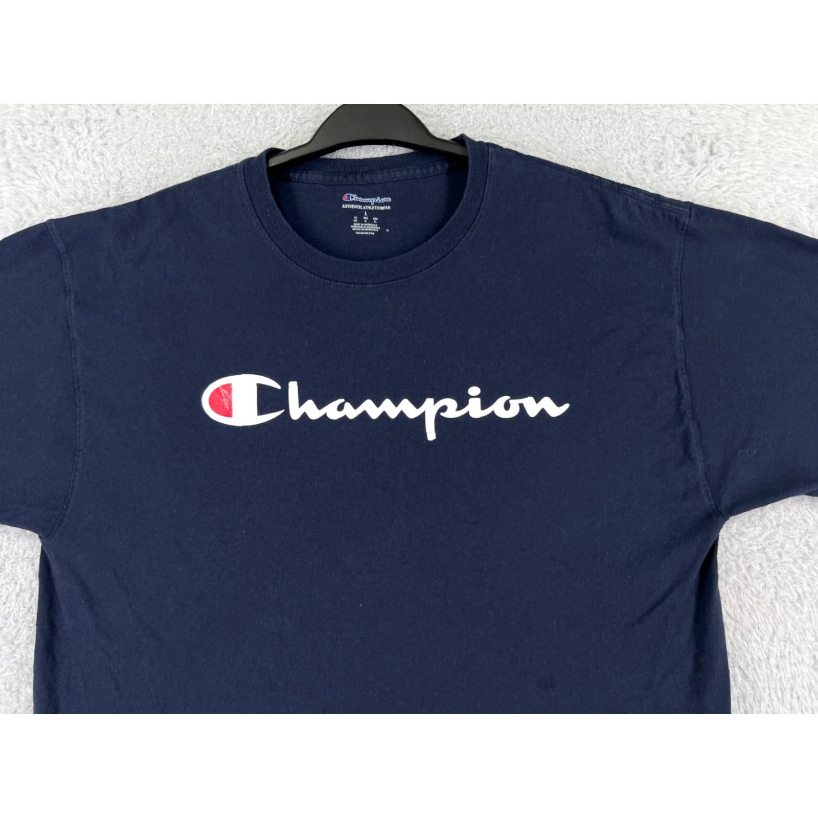 Champion Champion Shirt Men L Blue Logo Short Sleeve Crew Neck Cotton Modern Sports Logo Shirt Mens Size US L / EU 52-54 / 3 - 5 Thumbnail
