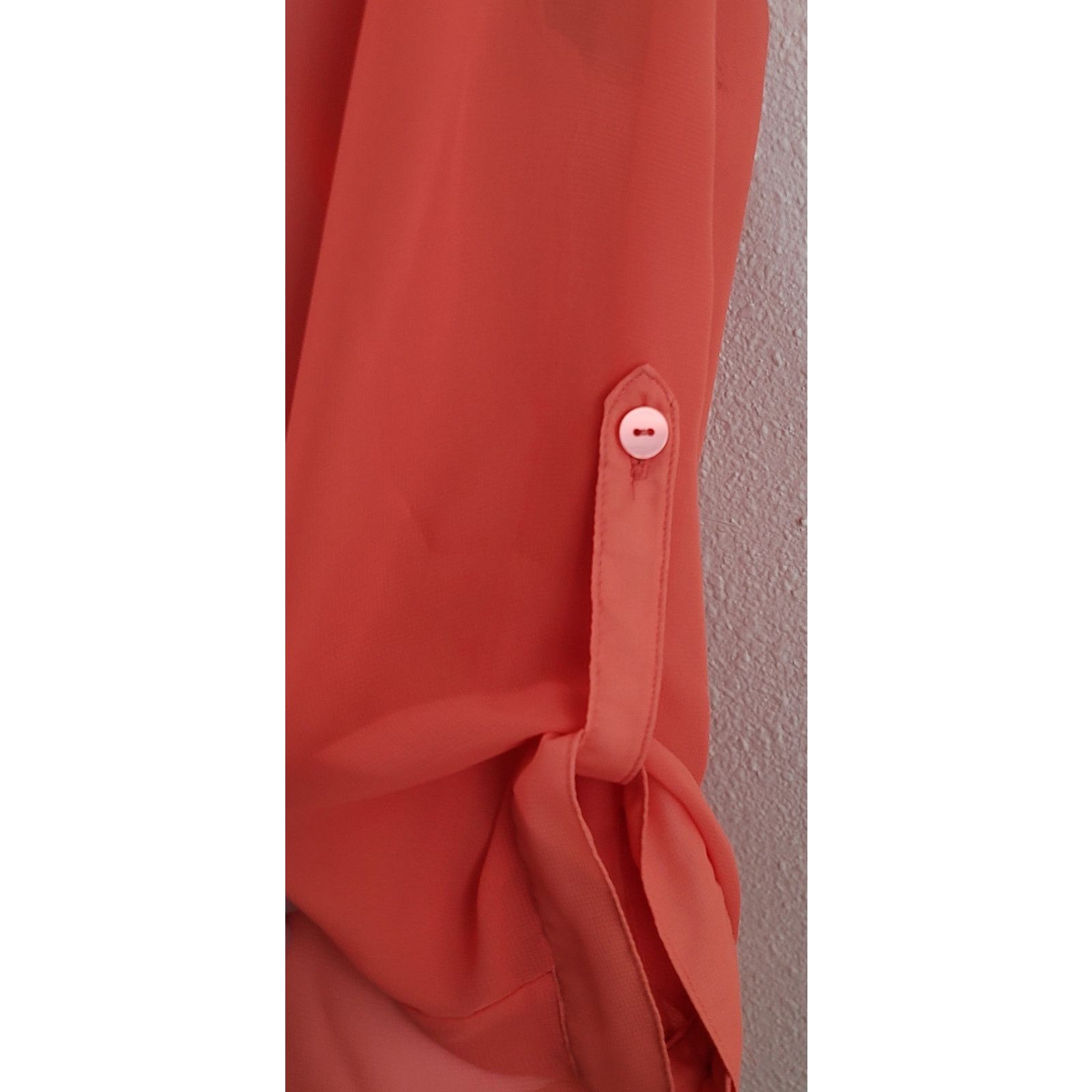 Other By & By Orange Deep V-Neck 2 Button Closure Sheer Top Small Size S / US 4 / IT 40 - 5 Thumbnail