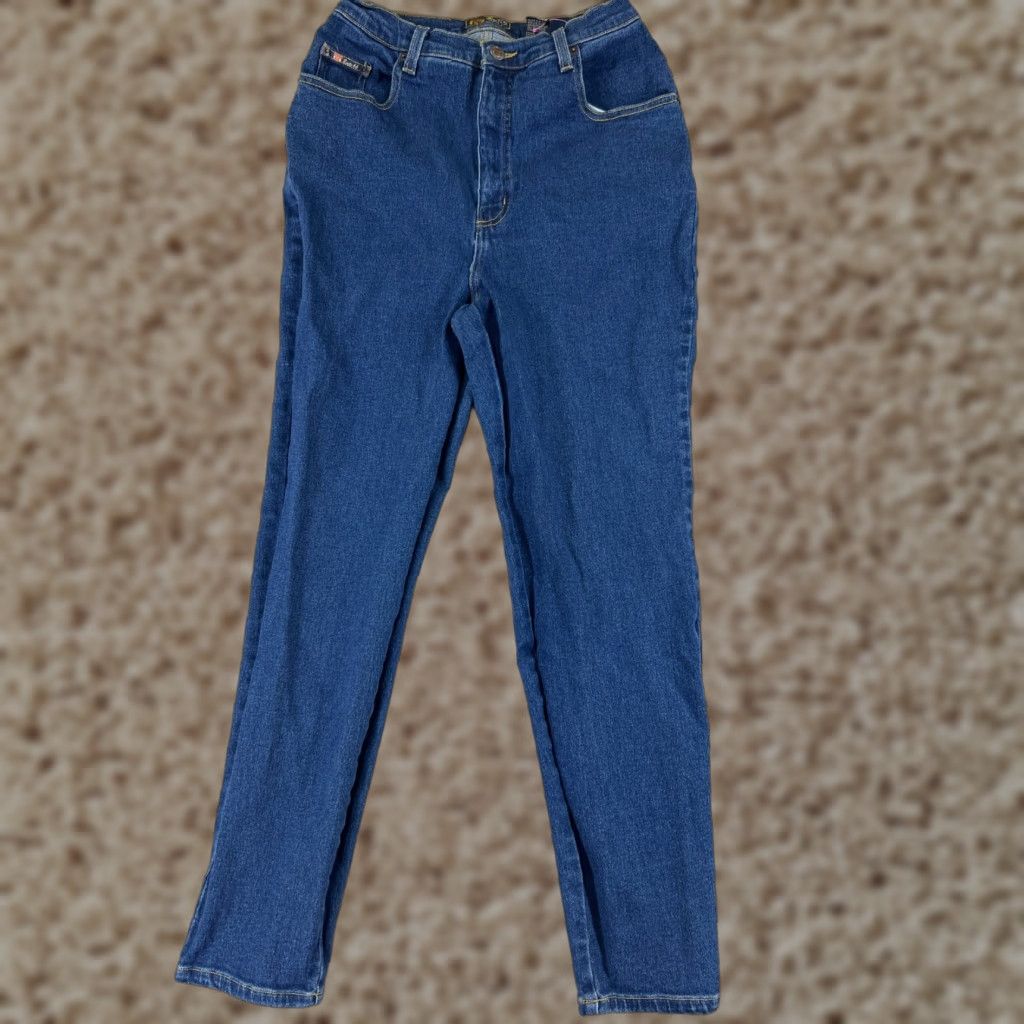 VINTAGE Route 66 Jeans Teens Juniors High Rise 23x28 Denim Blue Slim Tapered 90s 5-Pocket Jeans Mens Womens Girls