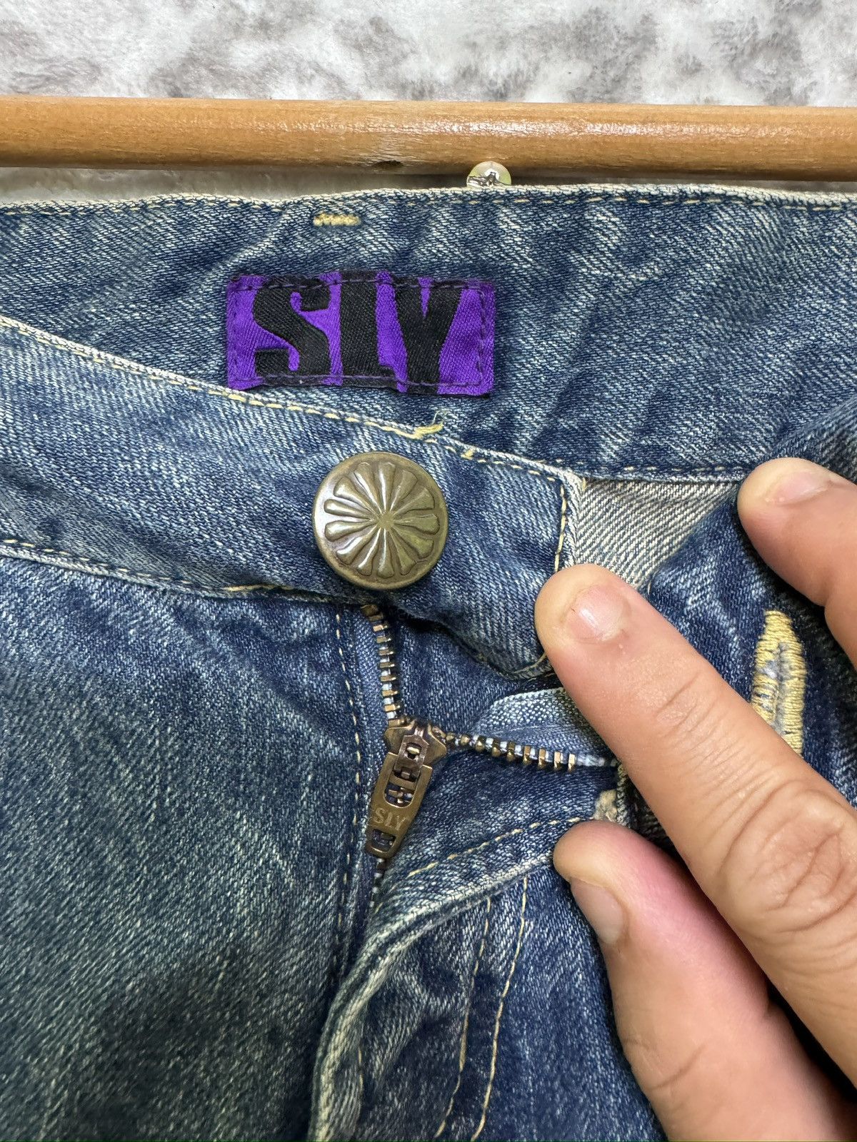 Hysteric Glamour SLY Y2K Low Rise Studded Bootcut Mud Wash Denim Jeans Size US 32 / EU 48 - 7 Thumbnail