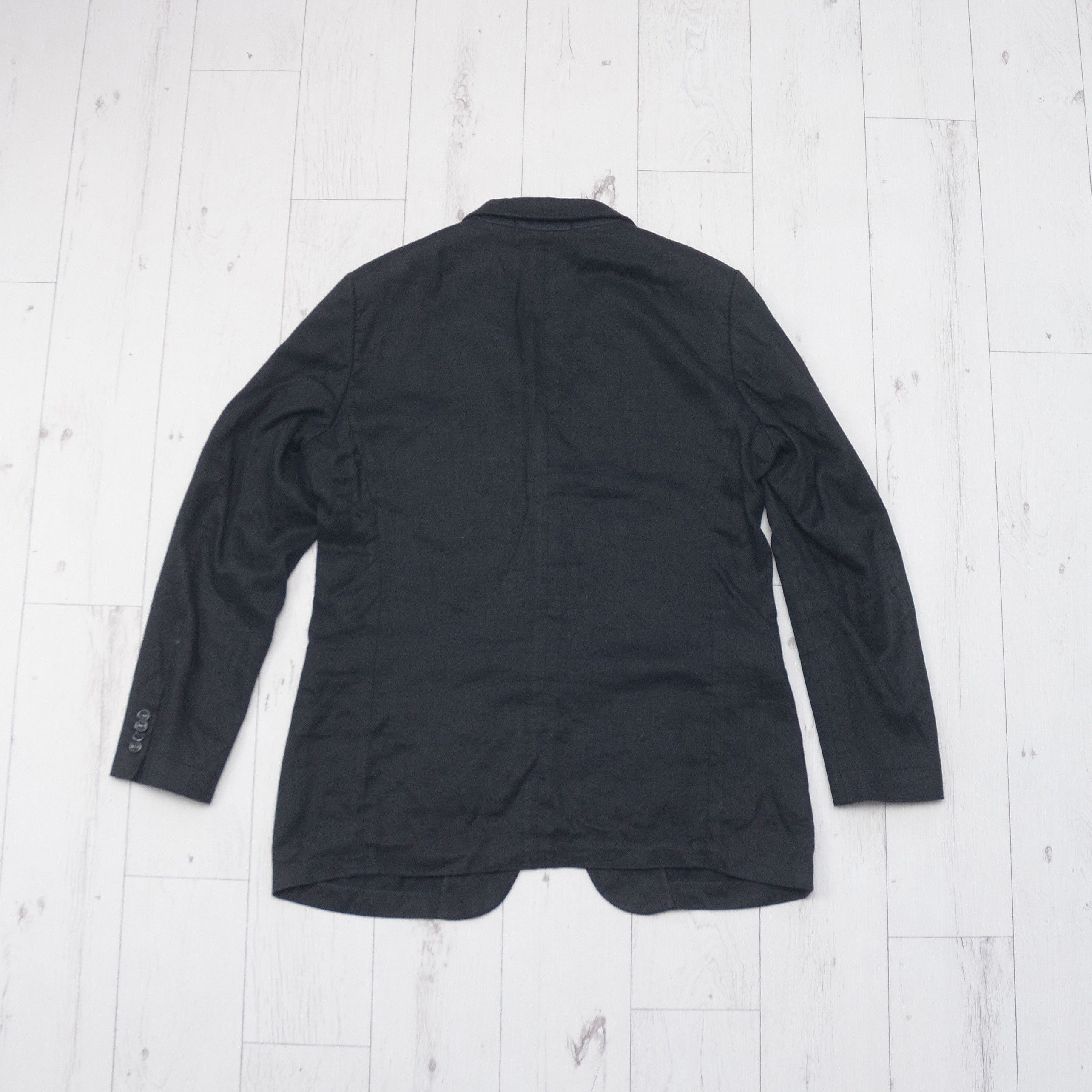 Armani × Armani Collezioni × Giorgio Armani Vintage Luxury Armani Collezioni Linen Casual Blazer Black Size 52L - 8 Thumbnail