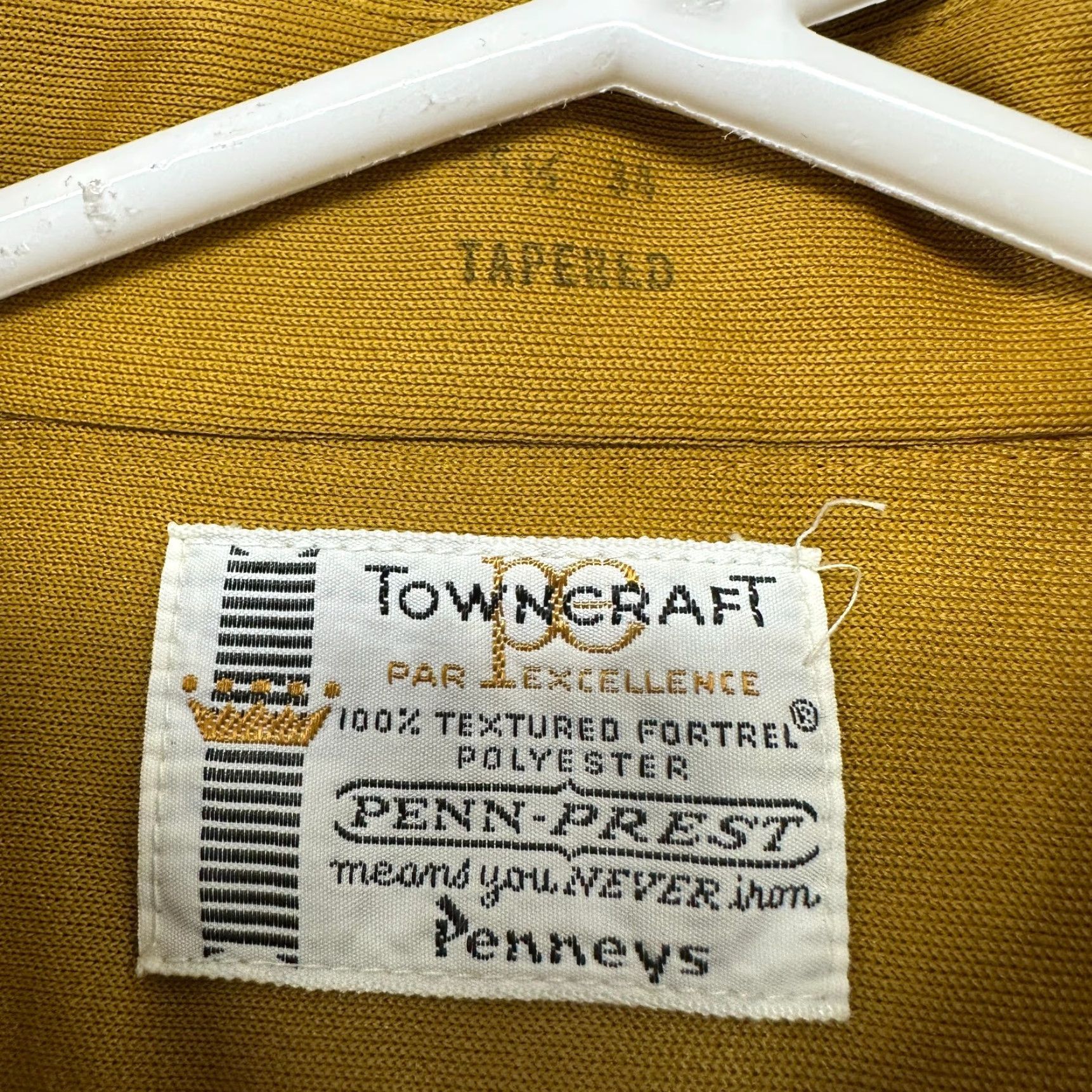 Vintage VINTAGE Towncraft Shirt Mens 15.5 34 Yellow Button Up Long Sleeve Tapered 70s Size US L / EU 52-54 / 3 - 7 Thumbnail