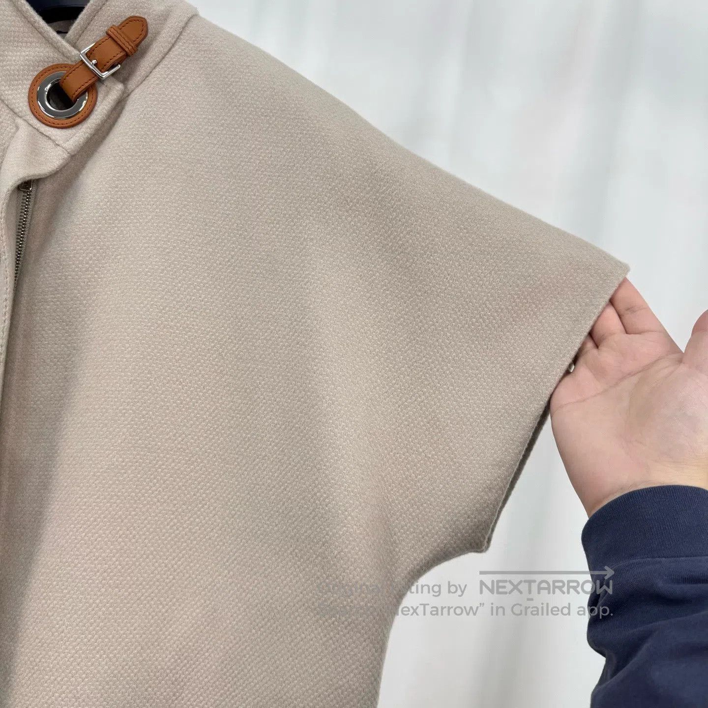 Hermes Hermes Beige-Grey Leather Patch Cashmere Vest Jacket| Size XXS / US 00 / IT 34 - 4 Thumbnail