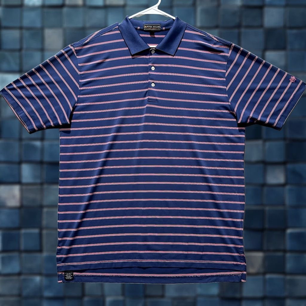 Peter Millar Peter Millar Polo Shirt Mens XL Blue/Pink Striped Golf Logo Summer Comfort Size US L / EU 52-54 / 3 - 1 Thumbnail