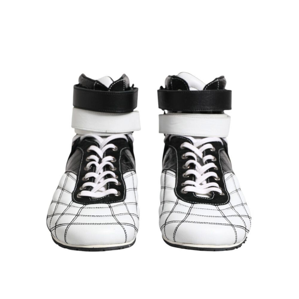 Dolce & Gabbana Dolce & Gabbana Black White Leather High Top Sneakers Shoes Size US 11 / EU 44 - 2 Thumbnail