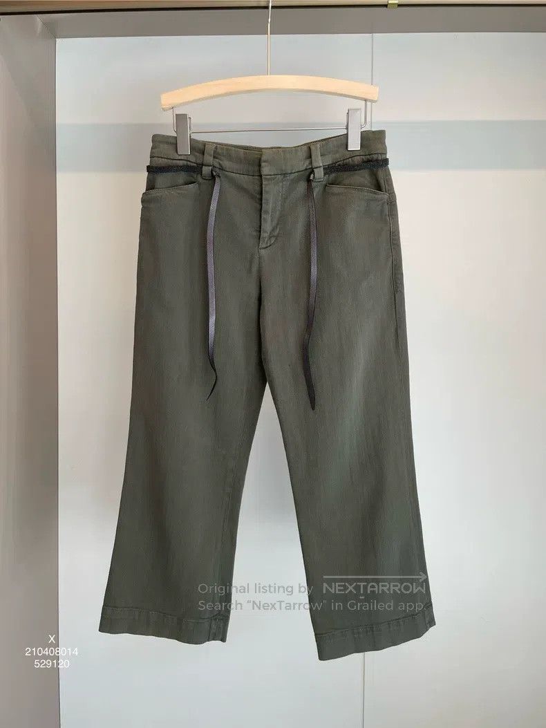 Brunello Cucinelli Brunello Cucinelli Military Green Beaded Cotton Casual Tro Size 25" / US 0 / IT 36 - 1 Thumbnail
