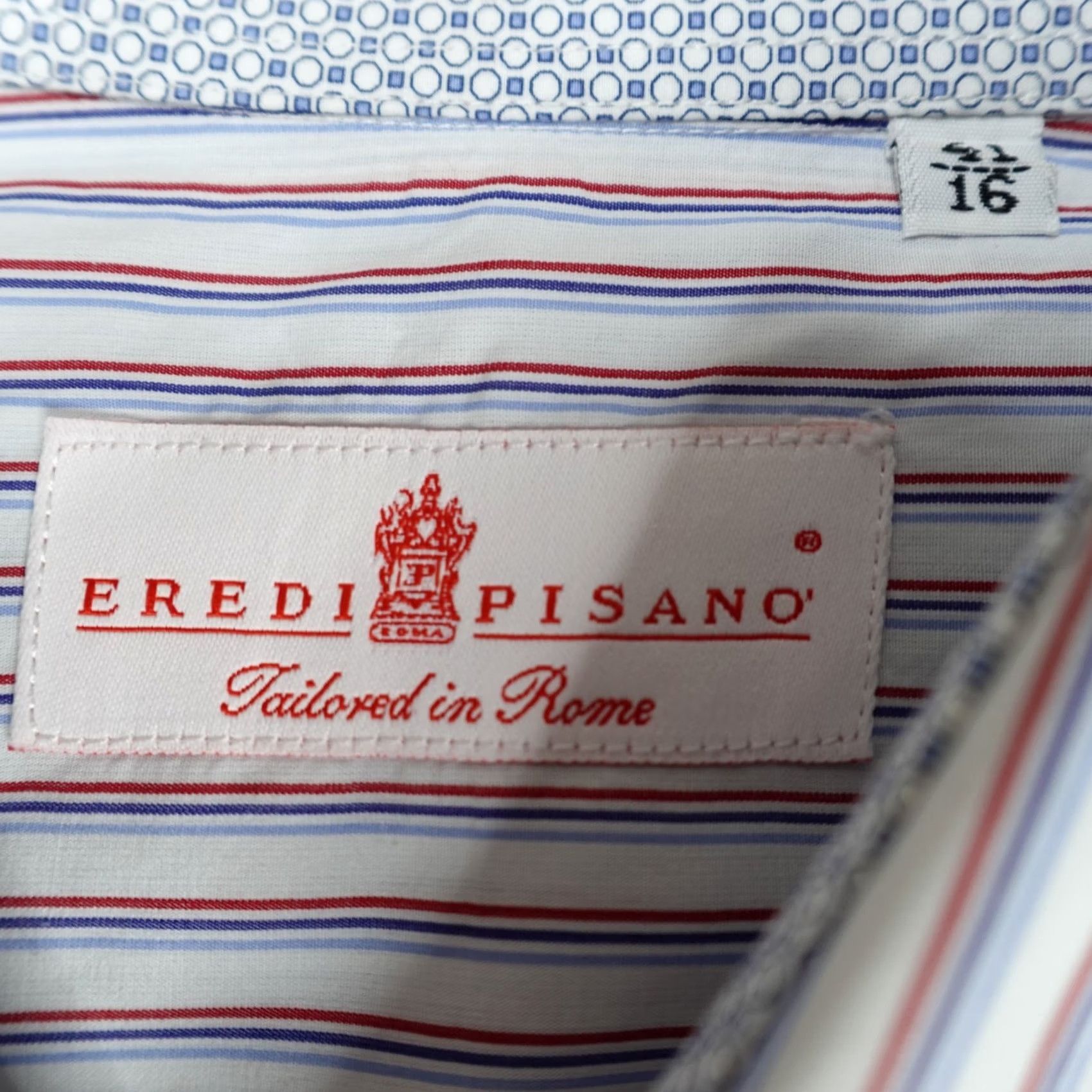 Drome Eredi Pisano Mens Shirt L White Striped Cotton Tailored in Rome Cutaway Button-Up Shirt Mens L White Striped Cotton Tailored in Rome Cutaway Size US L / EU 52-54 / 3 - 3 Thumbnail
