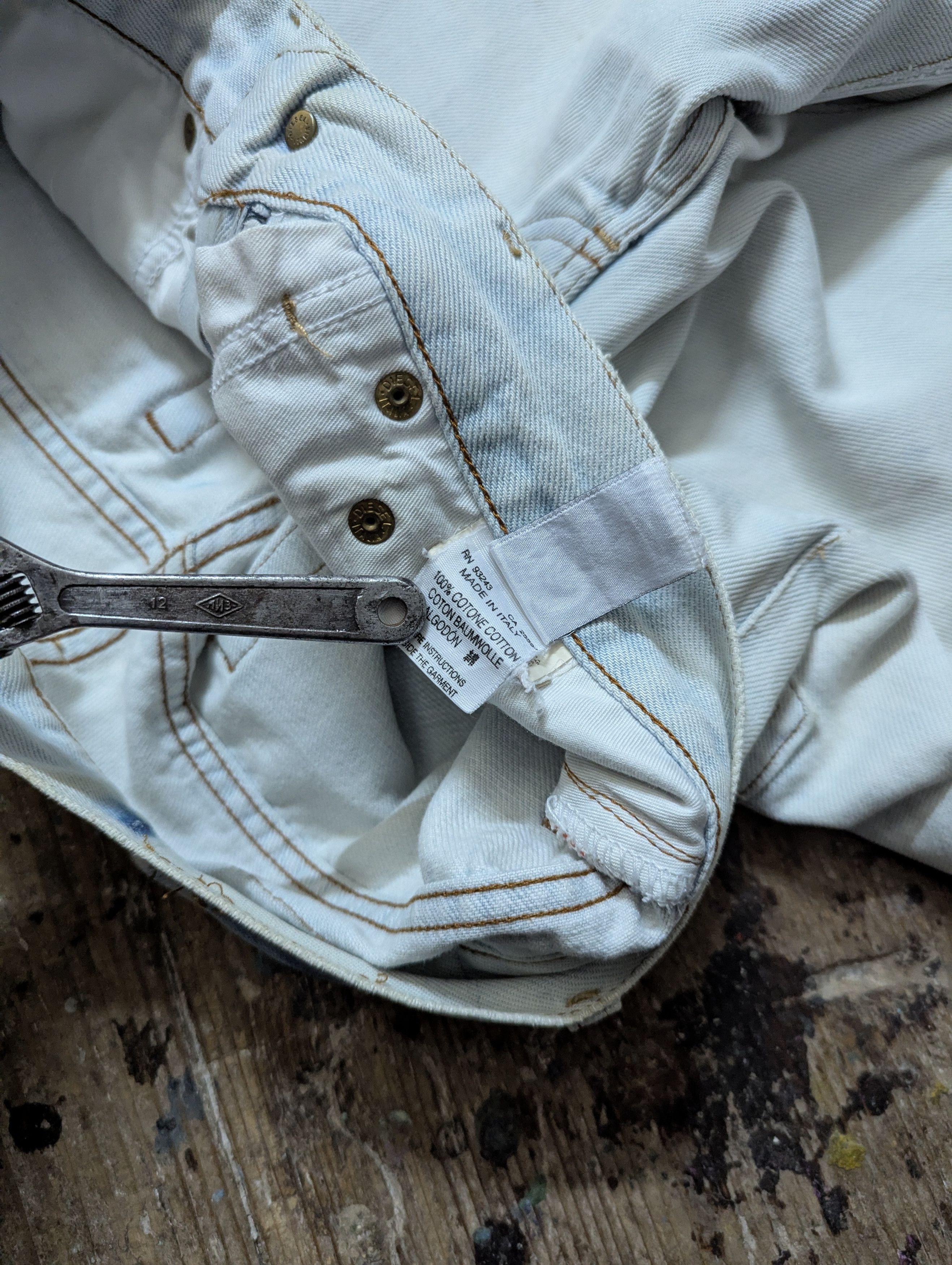 Diesel Rare! 00s Diesel Bleached Released Cut Jeans Size US 30 / EU 46 - 6 Thumbnail
