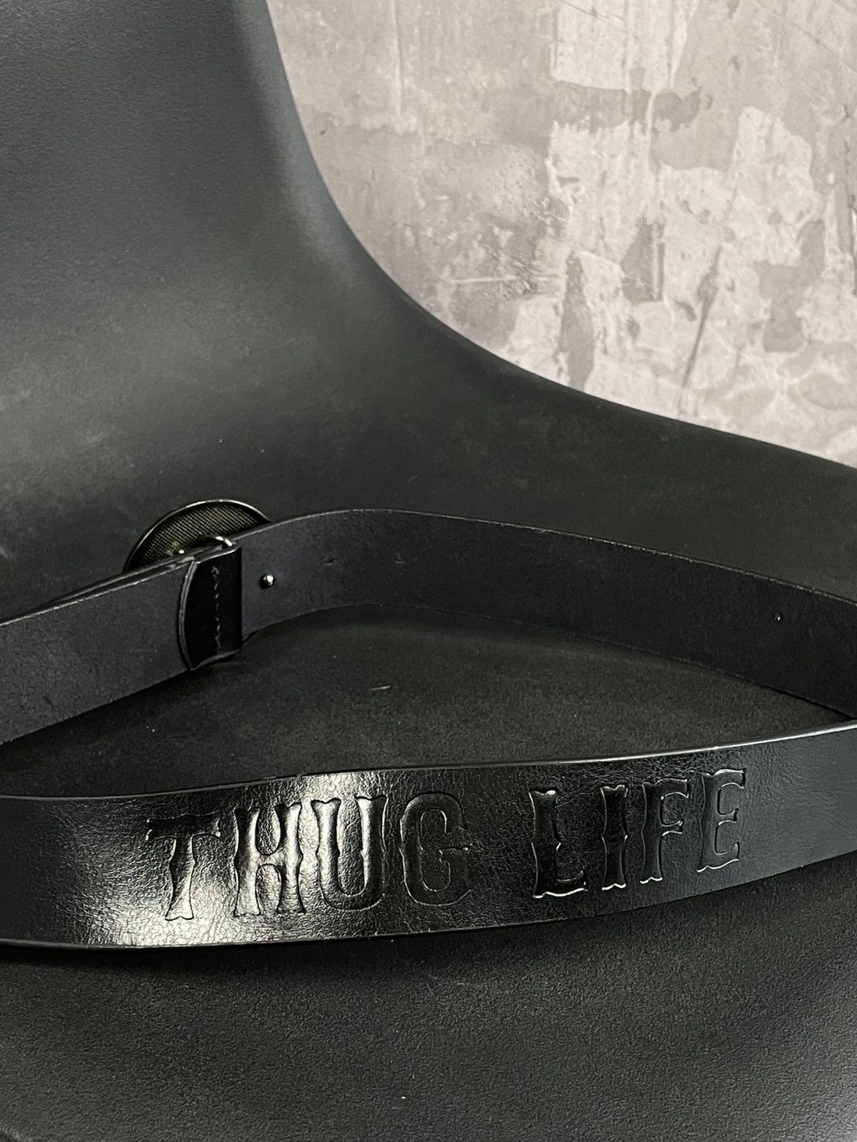 Hysteric Glamour Y2K Big Metal Buckle “Thug Life” Streetwear Black Belt Size ONE SIZE - 9 Thumbnail