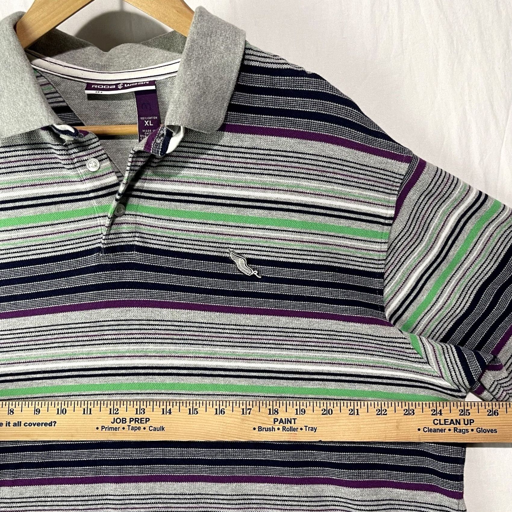 Rocawear VINTAGE Rocawear Polo Shirt Mens XL Gray Green Striped Collared Button Up Logos Polo XL Men Gray Rockawear striped collar logo polo Size US XL / EU 56 / 4 - 6 Thumbnail