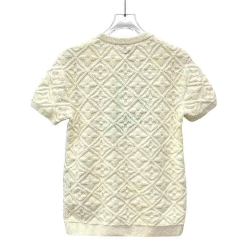Louis Vuitton Louis Vuitton 24 cream-embossed logo full-print wool crewn Size S / US 4 / IT 40 - 2 Thumbnail