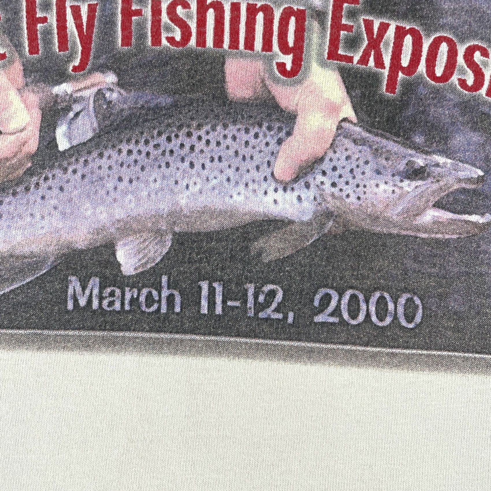 Fruit Of The Loom VINTAGE Michigan Fly Fishing Club Midwest Fly Fishing Expo March 2000 Medium Tee Shirt Mens Gray 90s Fishing Camping Nature Family Fruit of the Loom Size US M / EU 48-50 / 2 - 4 Thumbnail