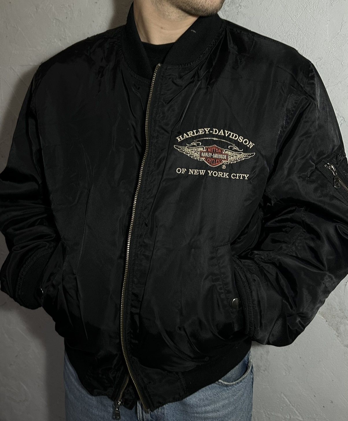 Harley Davidson × Vintage Harley Davidson vintage big logo oversized bomber jacket Size US XL / EU 56 / 4 - 2 Thumbnail