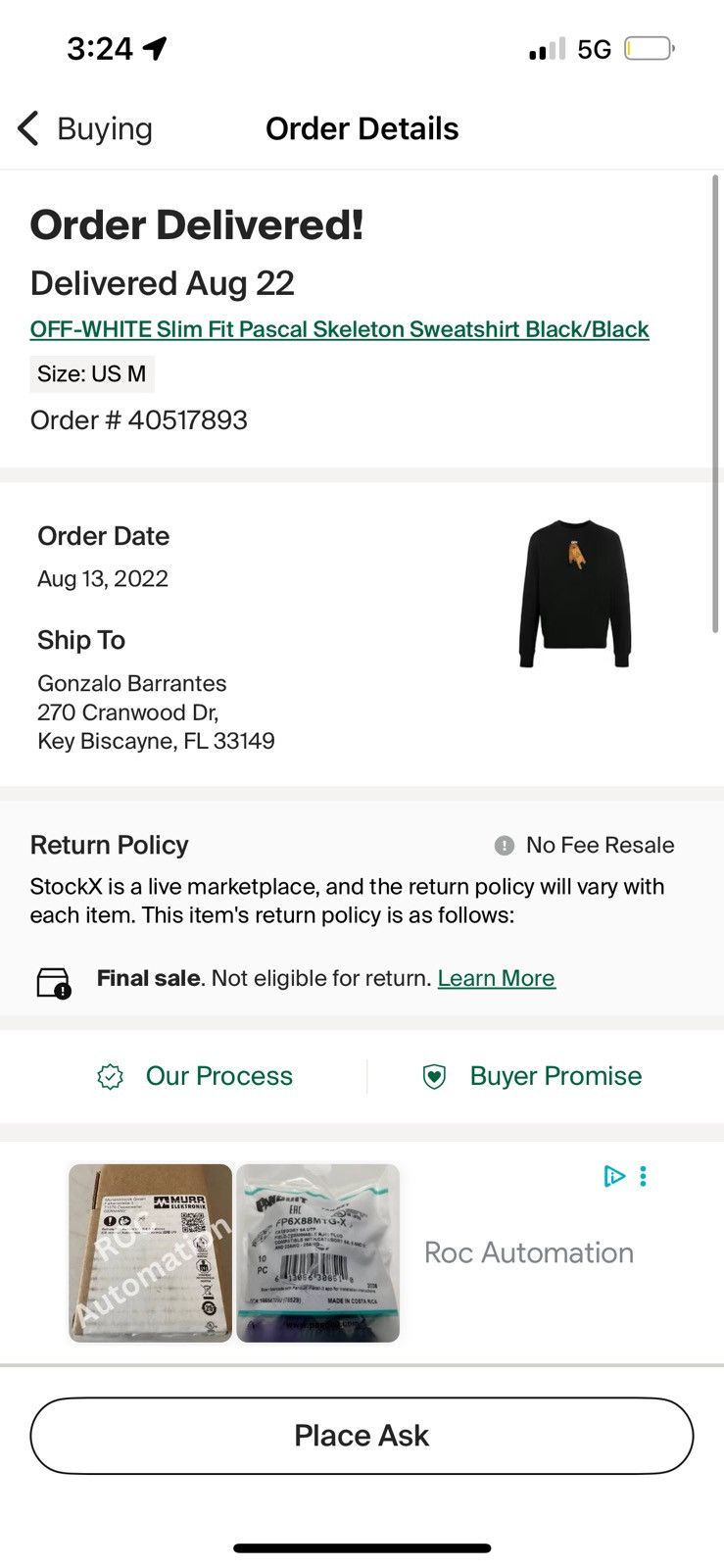 Off-White OFF-WHITE Slim Fit Pascal Skeleton Sweatshirt Size US M / EU 48-50 / 2 - 6 Thumbnail