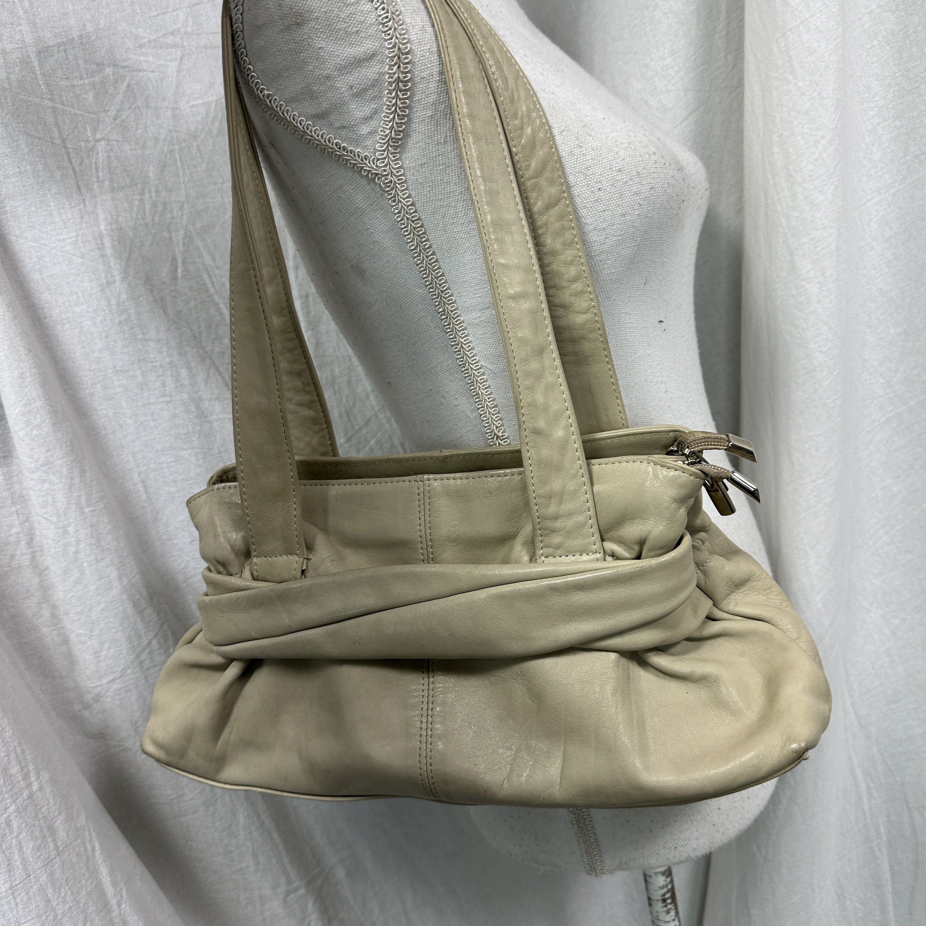 Vintage Vintage Avant Garde Leather Cream Bag Y2K Size ONE SIZE - 7 Thumbnail
