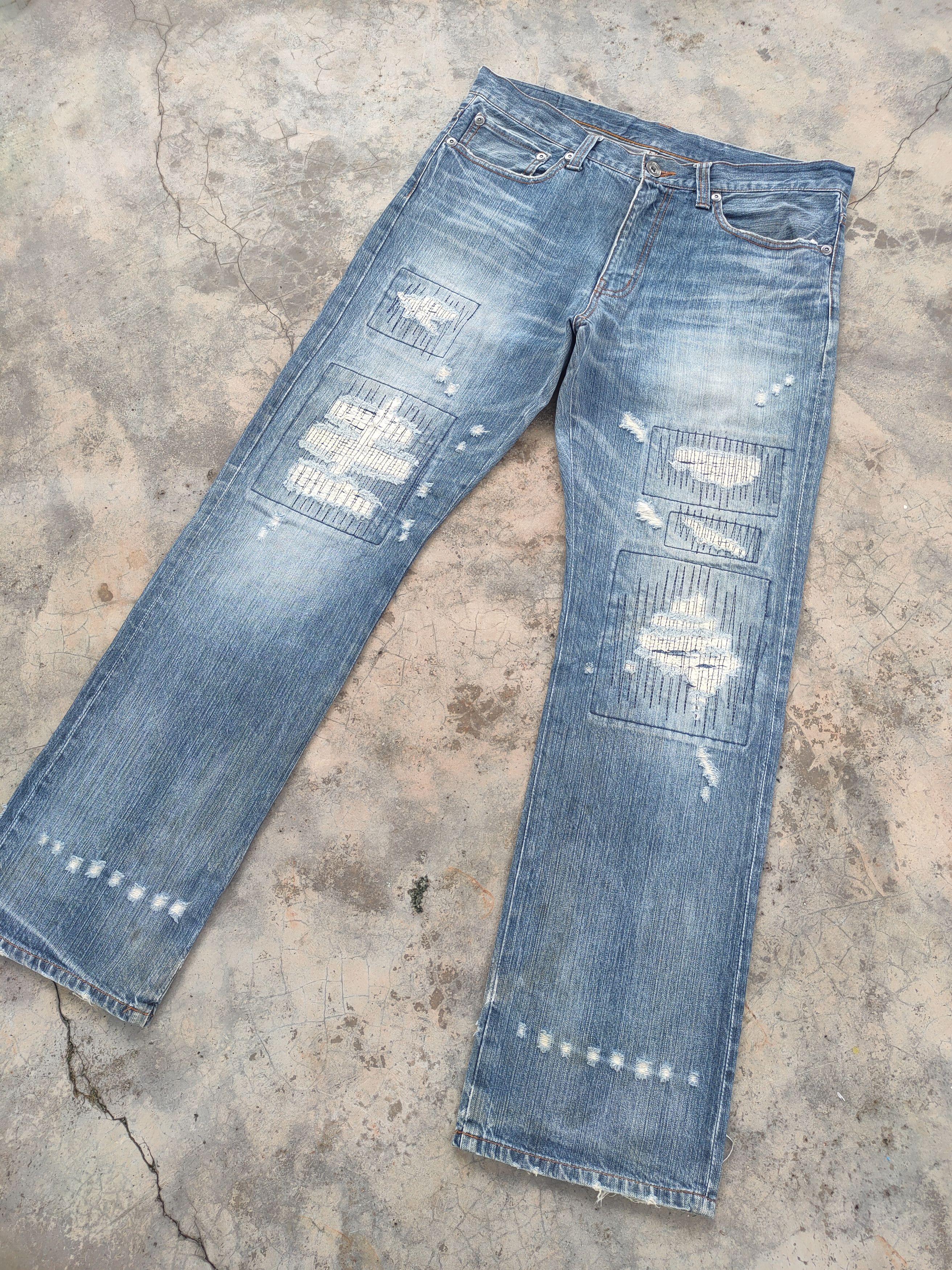 Black Label RARE! VINTAGE JAPANESE PATCHWORK JEANS DENIM PANTS Size US 36 / EU 52 - 1 Thumbnail