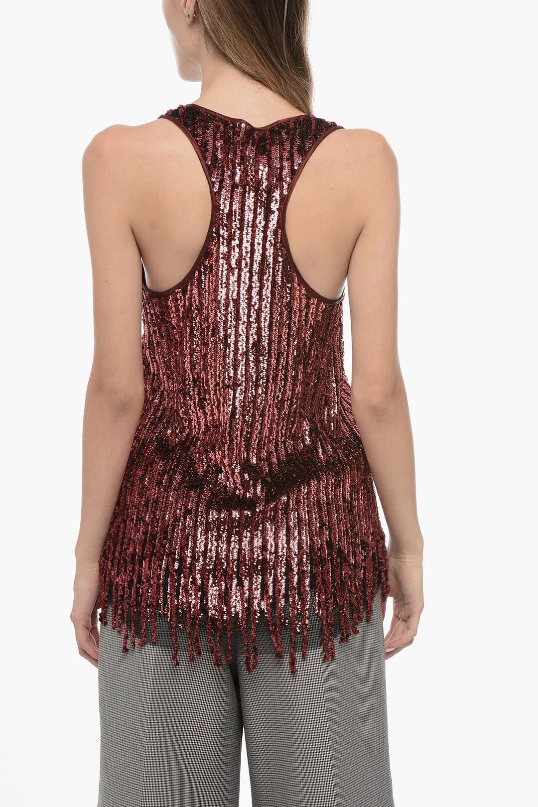 Etro og1mm0326 Chenille and Sequin Tank Top in Red Size S / US 4 / IT 40 - 2 Thumbnail