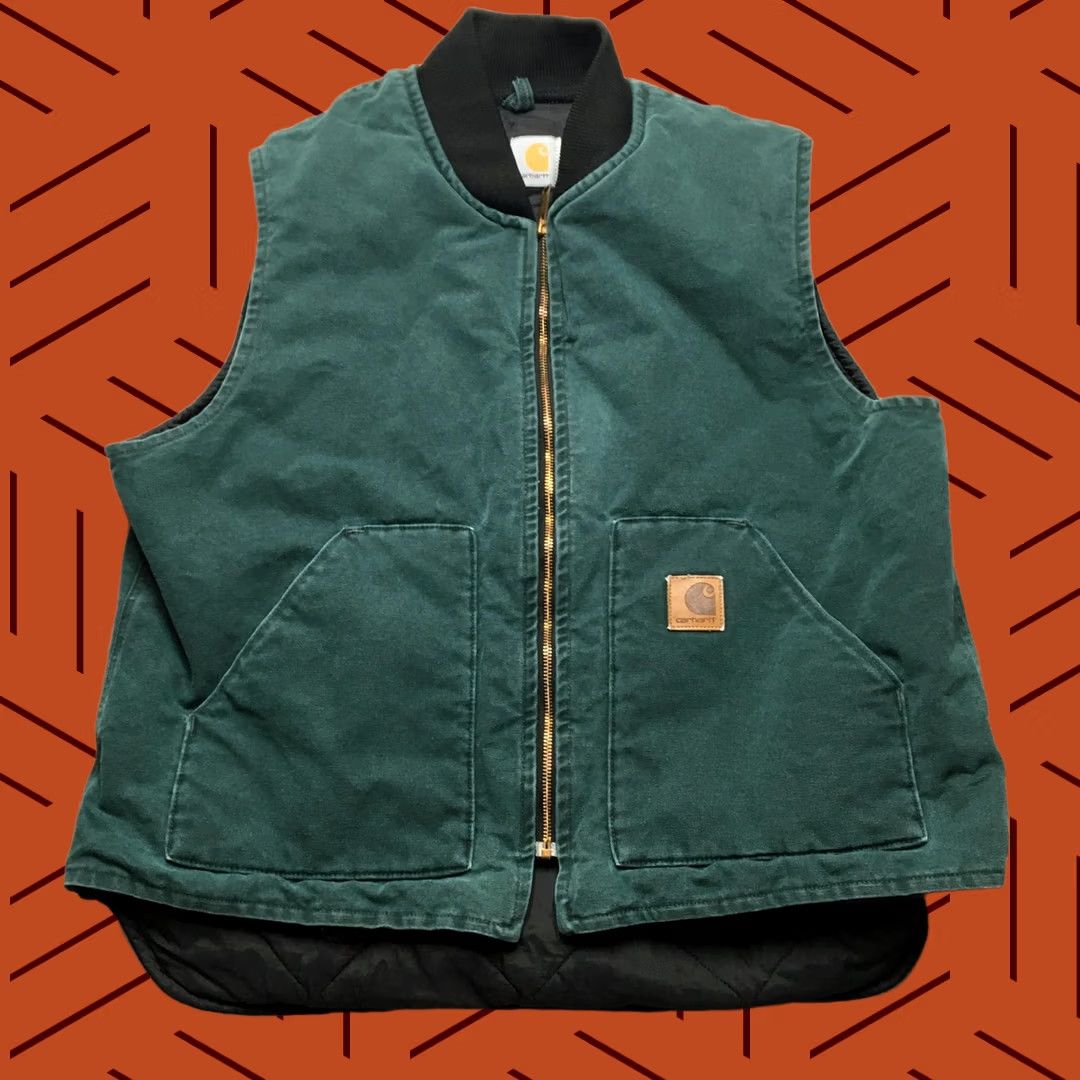 Carhartt VINTAGE Carhartt Vest Mens XL Green Canvas Quilted Insulated Workwear Lined Size US XL / EU 56 / 4 - 1 Thumbnail