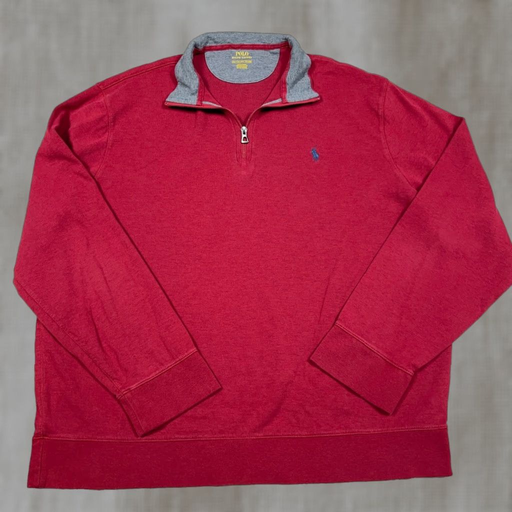 Polo Ralph Lauren Polo Ralph Lauren Sweater Men XXL 2XL Red Gray Pullover Quarter Zip Performance Size US XXL / EU 58 / 5 - 1 Thumbnail