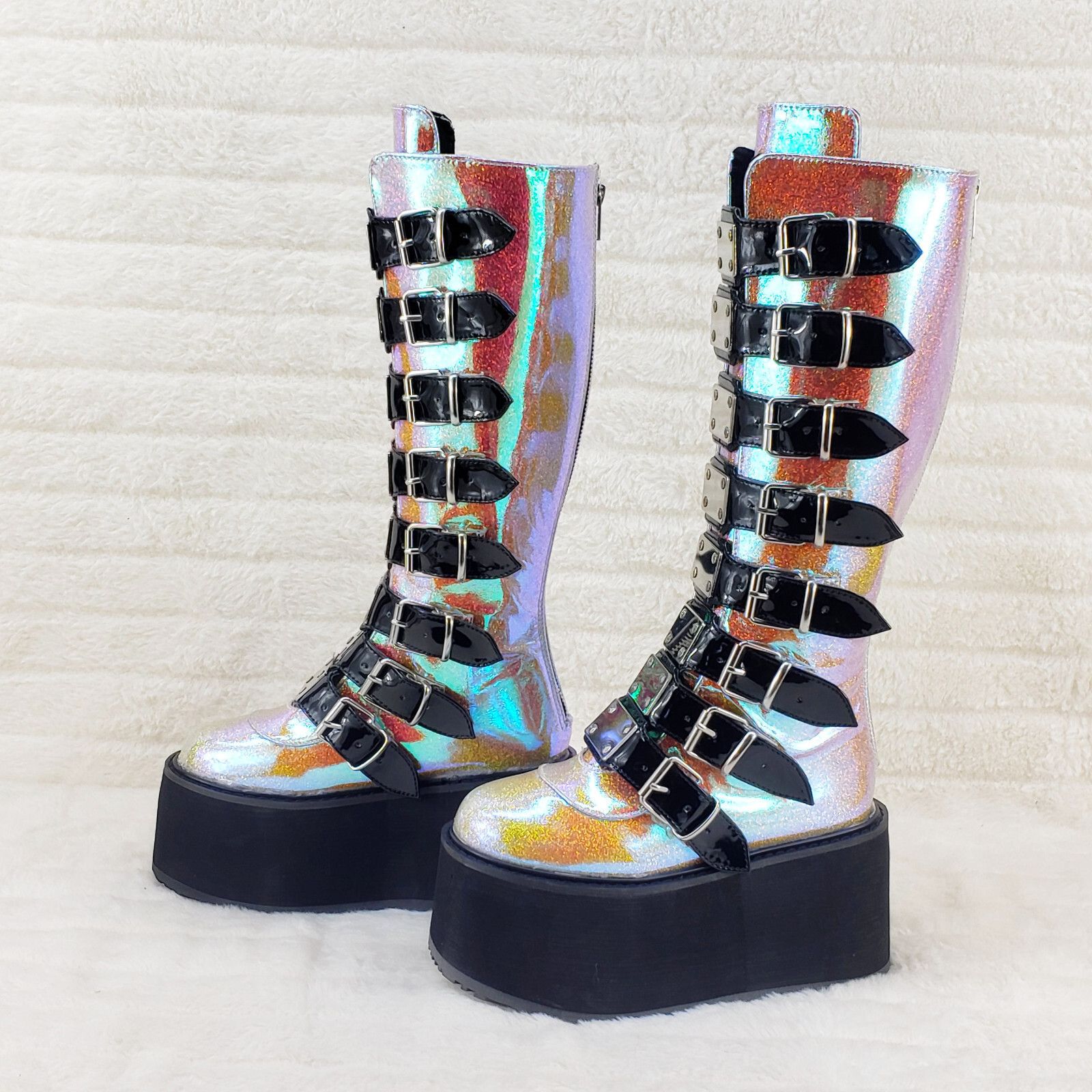 Demonia Cult DEMONIA Damned 318 Multi Strap 3.5" Platform Cyber Punk Knee Size US 6 / IT 36 - 4 Thumbnail