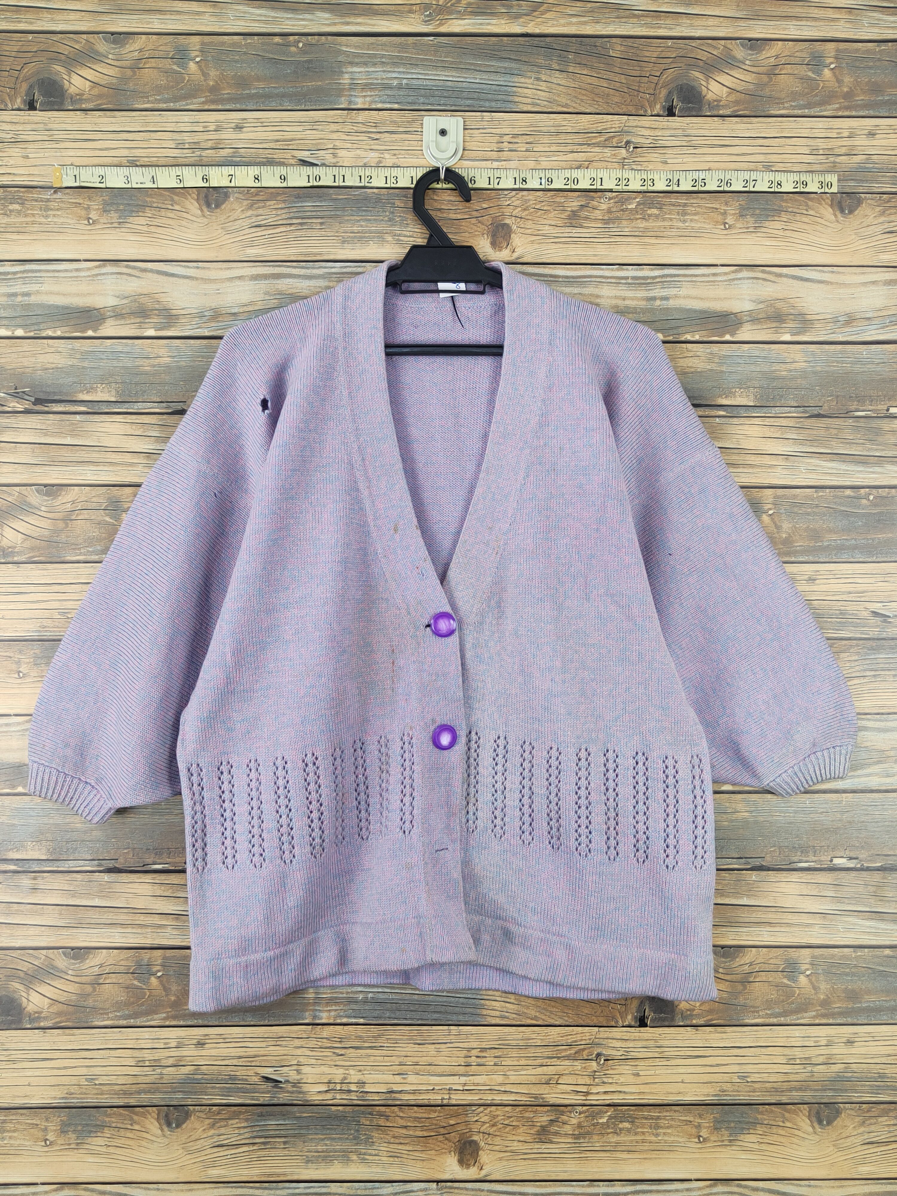 Vintage Japanese Brand Purple Knitwear Cardigan #W186 Size L / US 10 / IT 46 - 1 Thumbnail