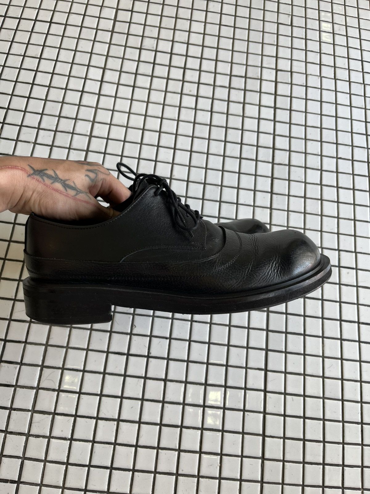 Leather Rare❤️‍🔥Negative Three //Derby Black Leather Shoes Size US 9 / EU 42 - 3 Thumbnail