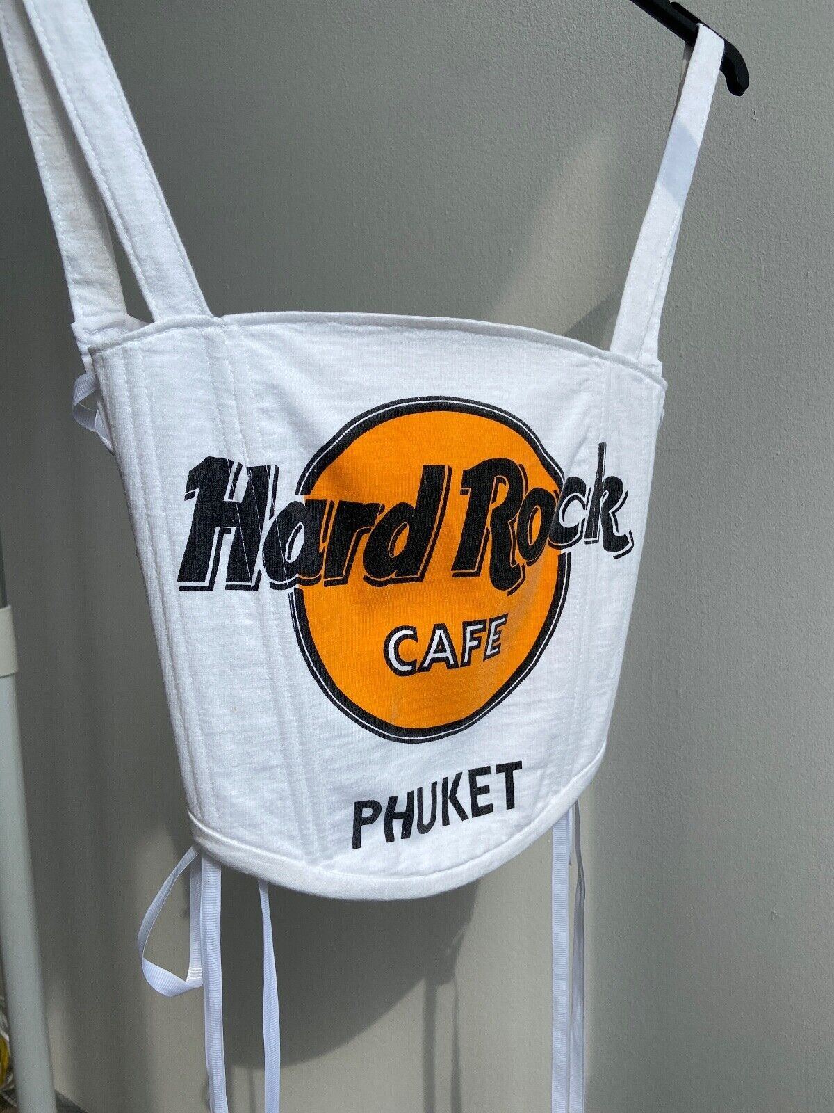 Handmade Handmade Hard Rock Cafe White Women's Tank Crop Top Corset Size S / US 4 / IT 40 - 7 Thumbnail