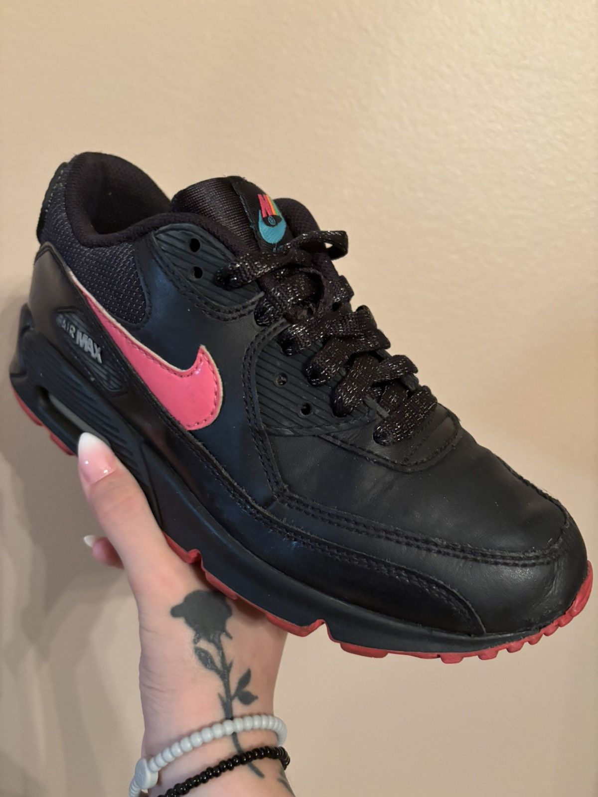 Nike Air Max 90 2007 GS 'Black Pink' Size US 6.5 / IT 36.5 - 2 Thumbnail