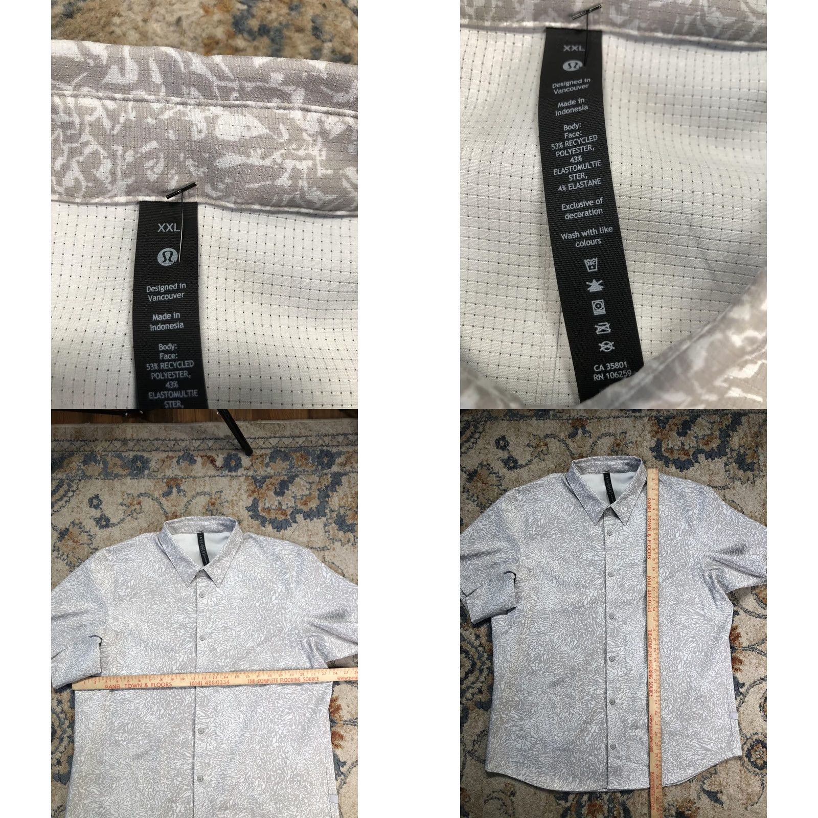 Lululemon Lululemon Shirt Mens 2XL Gray Abstract Graphic Print Short Sleeve Button-Up Stretch Size US XXL / EU 58 / 5 - 8 Thumbnail