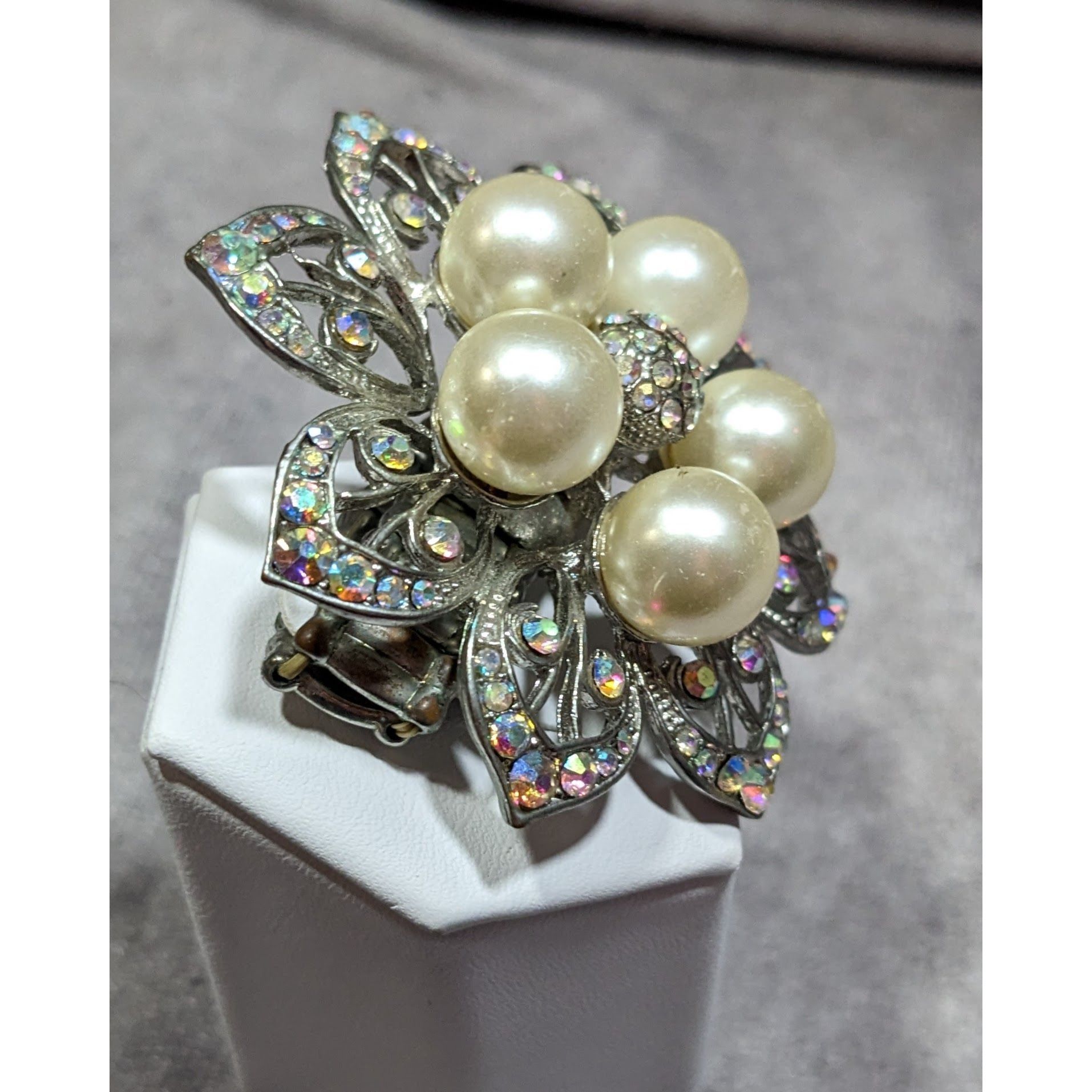 Other Whimsical Fairycore Floral AB Rhinestone Faux Pearl Stretch Size ONE SIZE - 7 Thumbnail