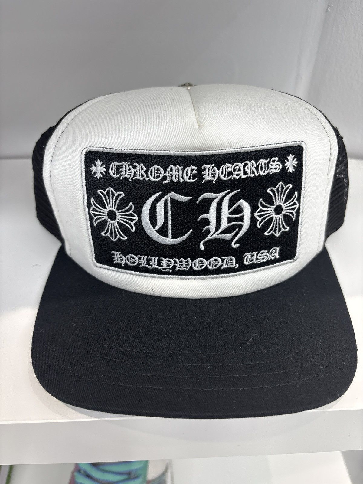 Chrome Hearts Tracker Cap CH Black WhiteChrome Hearts Tracker Cap