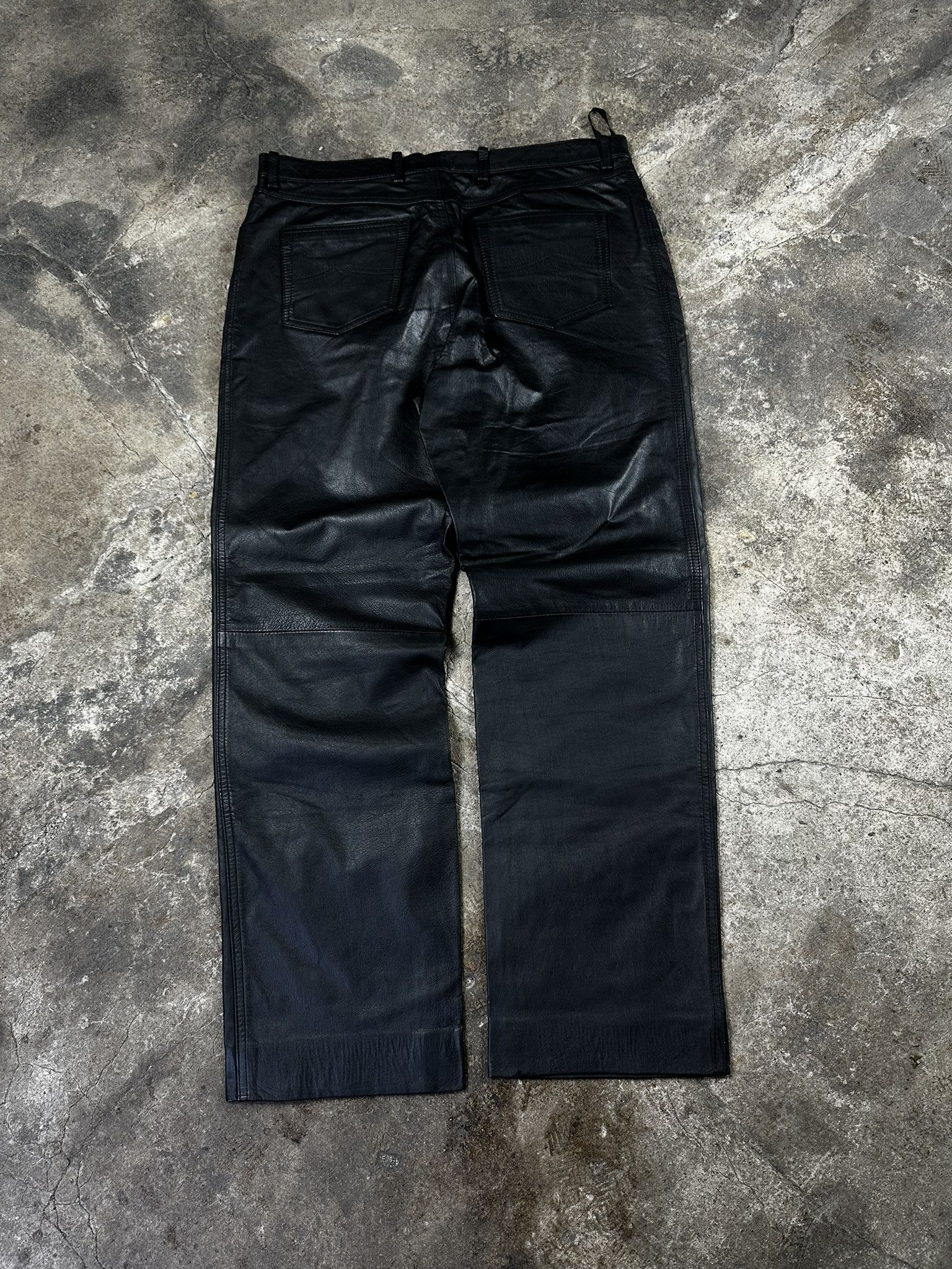 Leather 90s Vintage Oversized Real Leather Avant Garde Pants Size US 36 / EU 52 - 4 Thumbnail