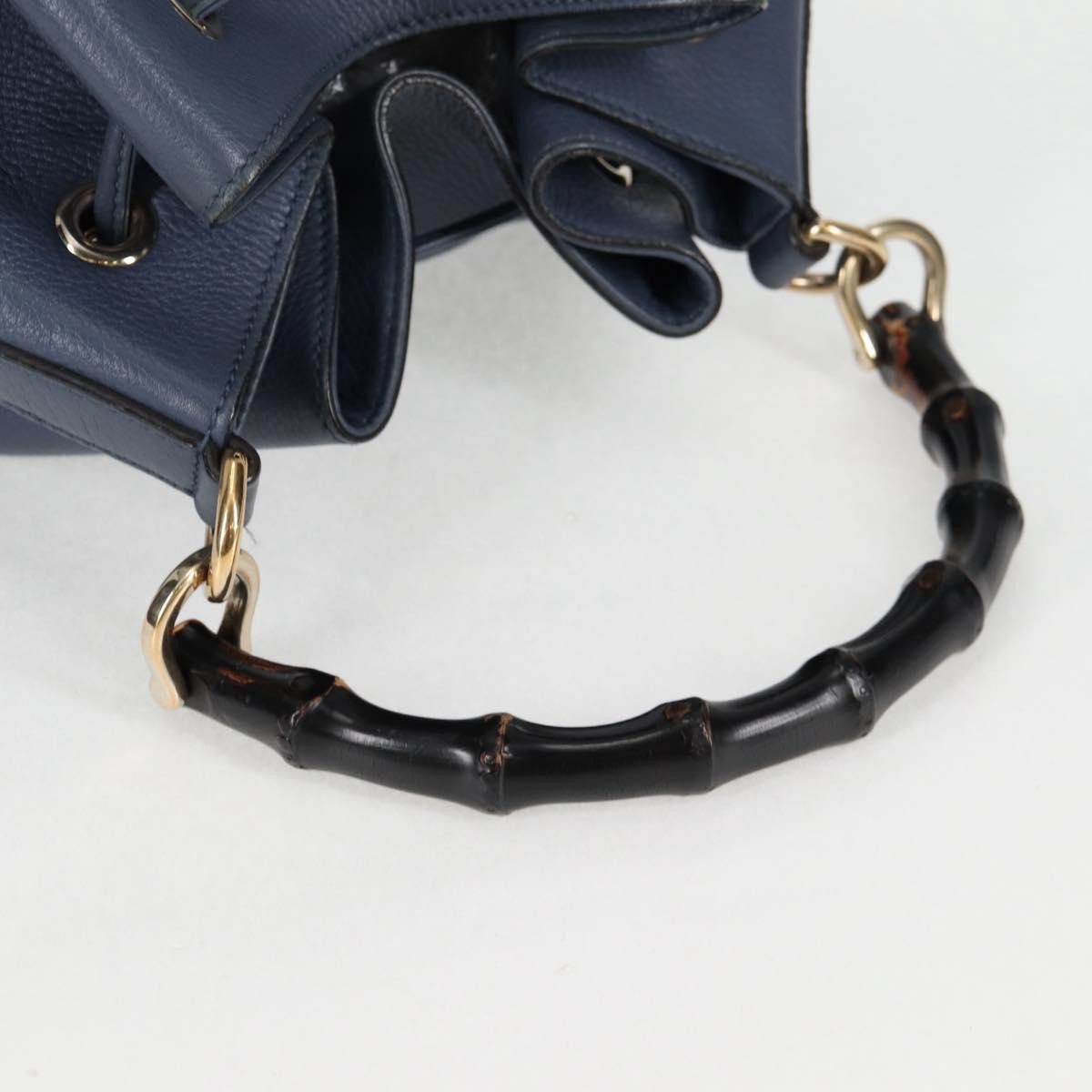 Gucci GUCCI Bamboo Hand Bag Leather Blue Gold Size ONE SIZE - 7 Thumbnail