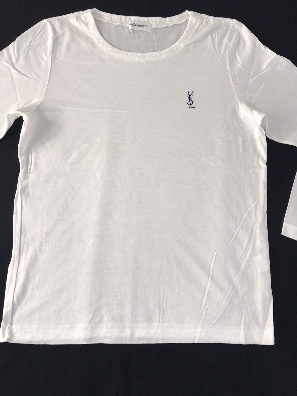 Designer 90s Yves Saint Laurent White Plain Inner Longsleeve Tee Size US M / EU 48-50 / 2 - 3 Thumbnail