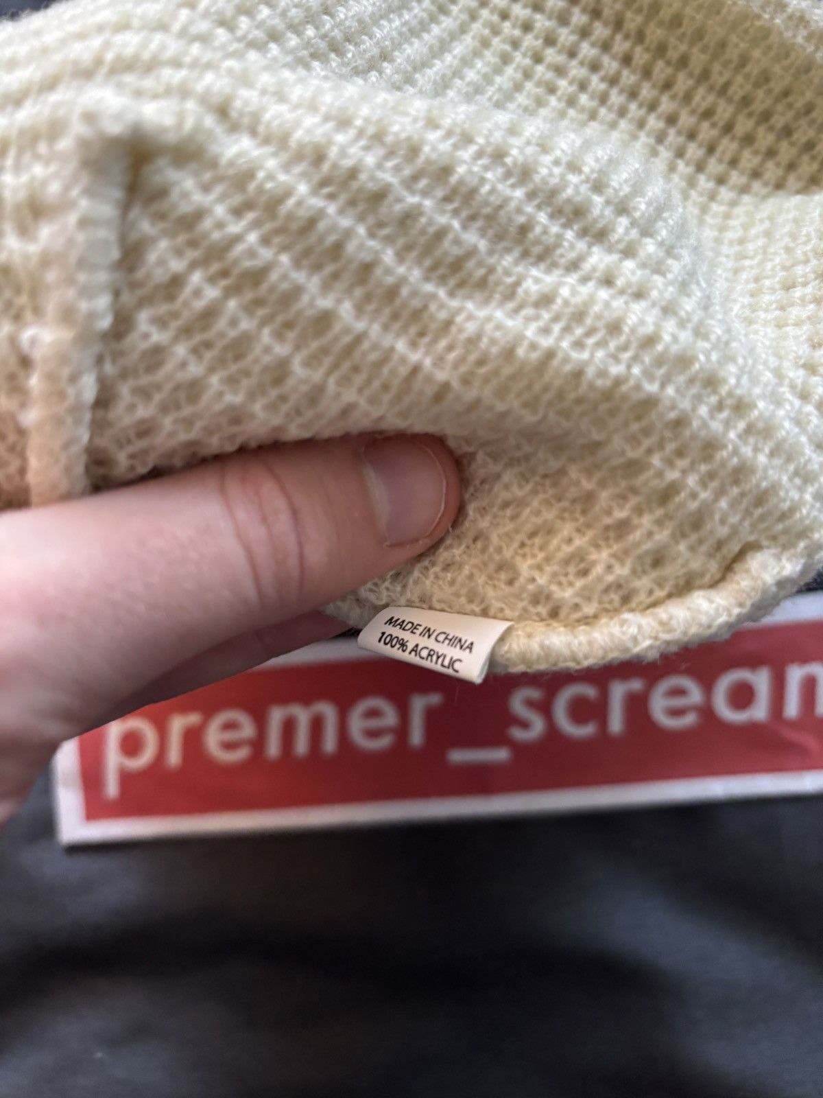 Fuck The Population FTP Waffle Knit Logo Beanie Cream Size ONE SIZE - 2 Thumbnail